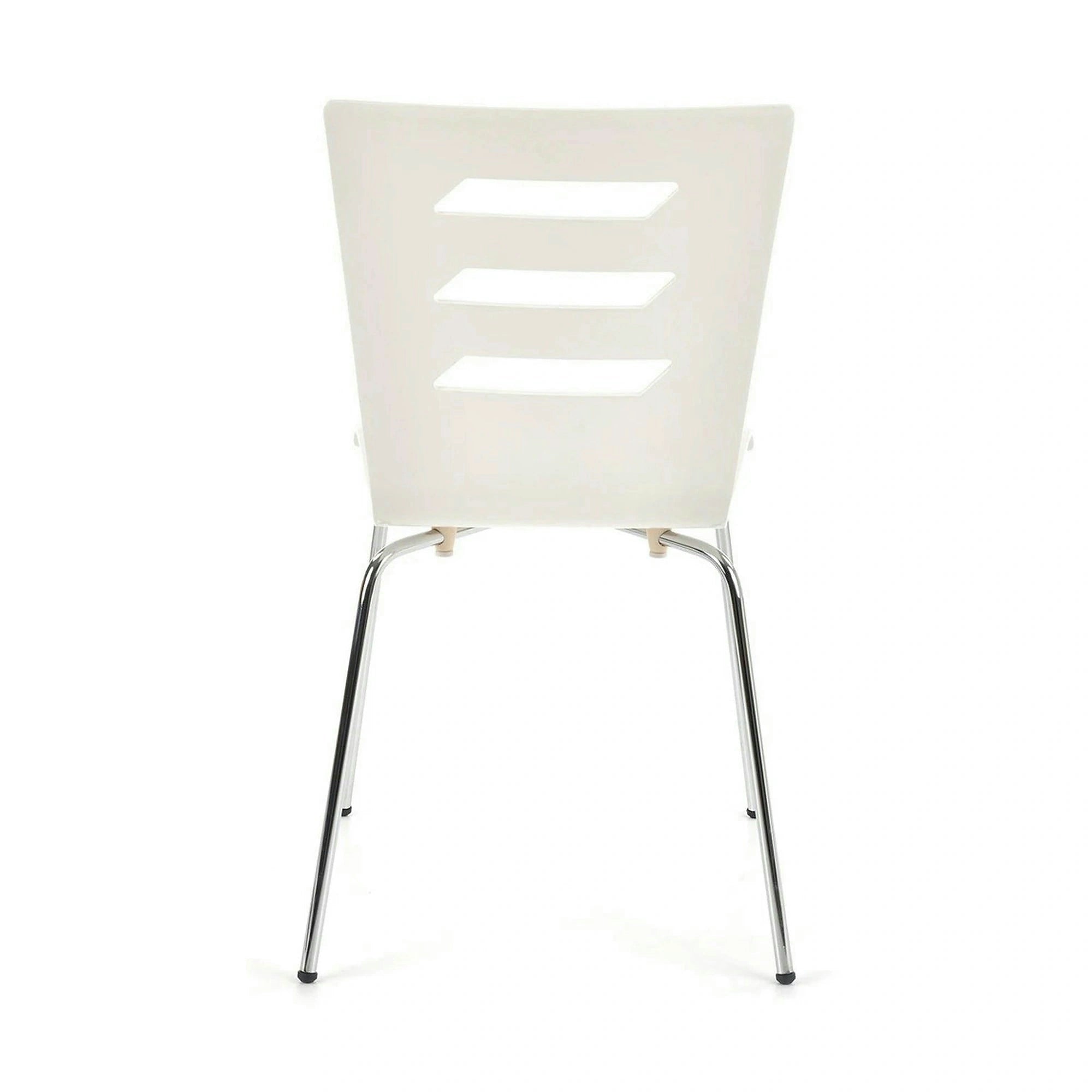 Scaun K155, alb/crom, placaj indoit/metal, 43x47x85 cm
