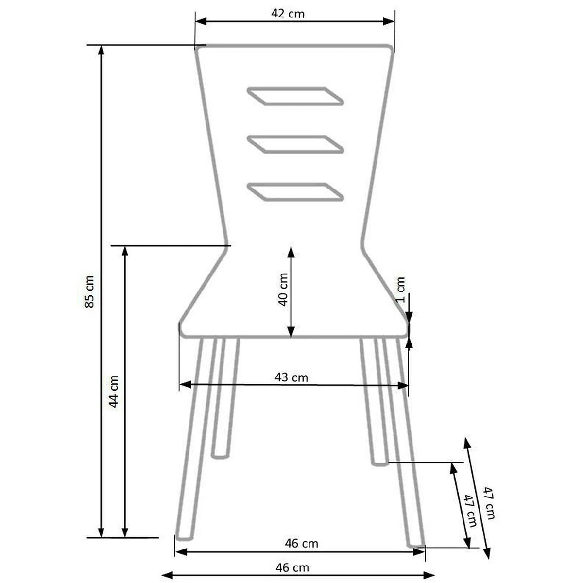 Scaun K155, alb/crom, placaj indoit/metal, 43x47x85 cm