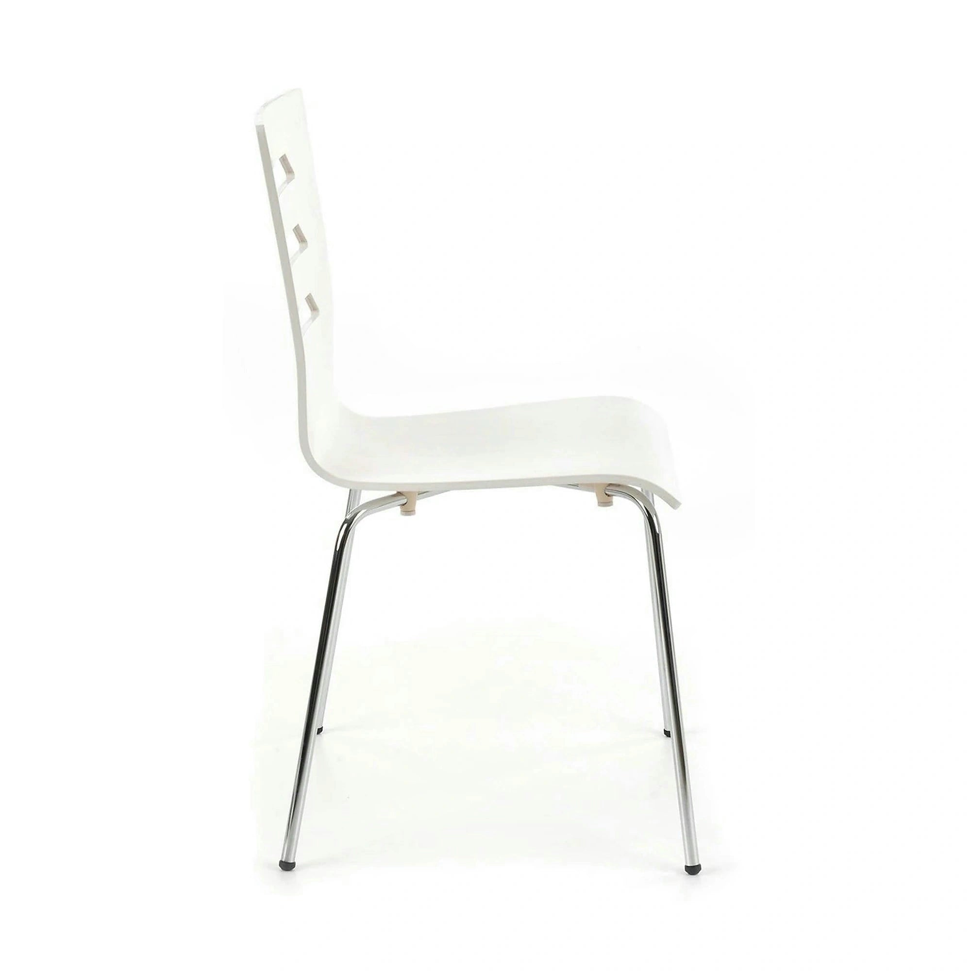 Scaun K155, alb/crom, placaj indoit/metal, 43x47x85 cm