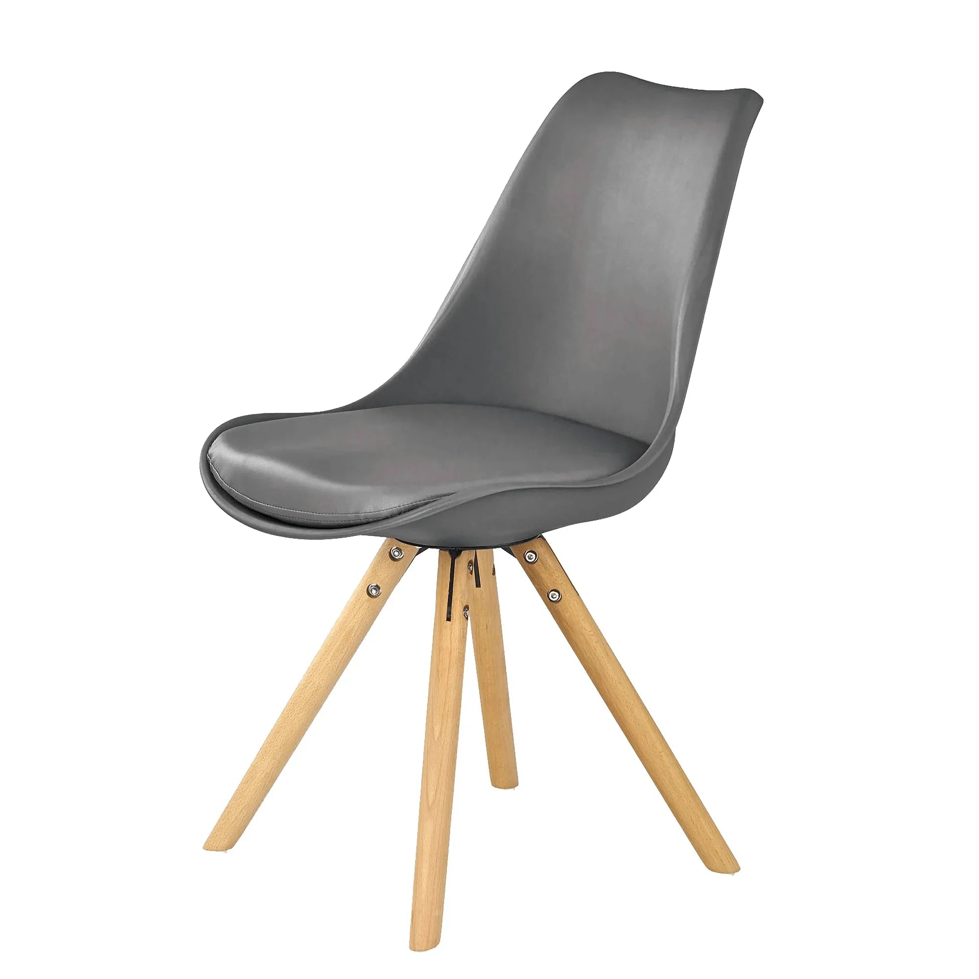 Scaun K201, gri/fag, piele ecologica/lemn de fag, 48X47X80 CM