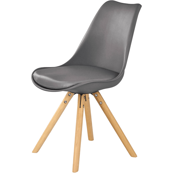 Scaun K201, gri/fag, piele ecologica/lemn de fag, 48X47X80 CM