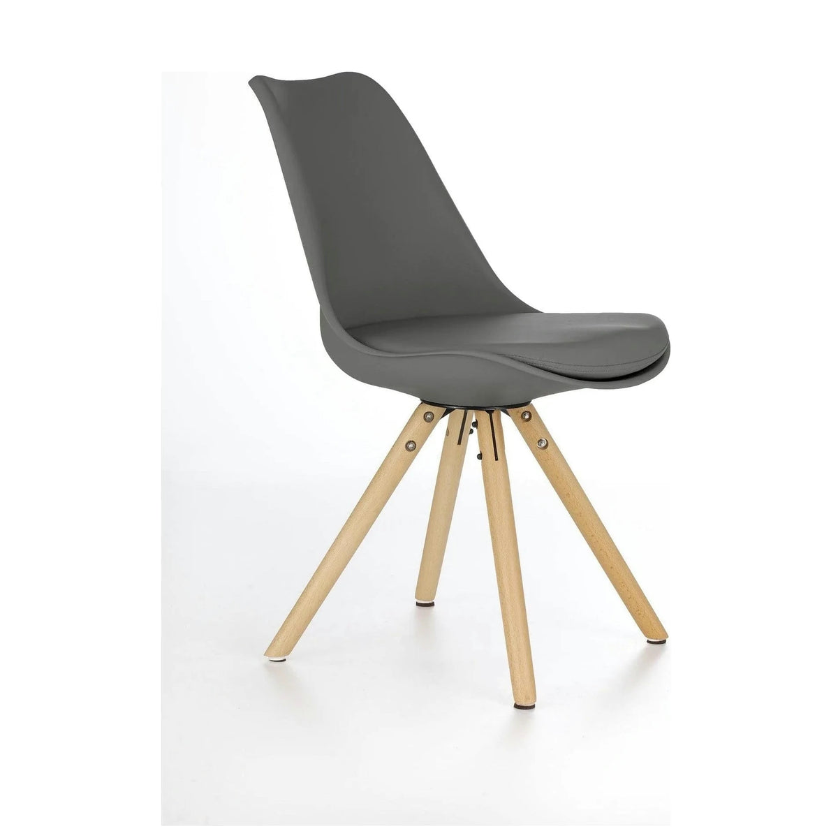Scaun K201, gri/fag, piele ecologica/lemn de fag, 48X47X80 CM