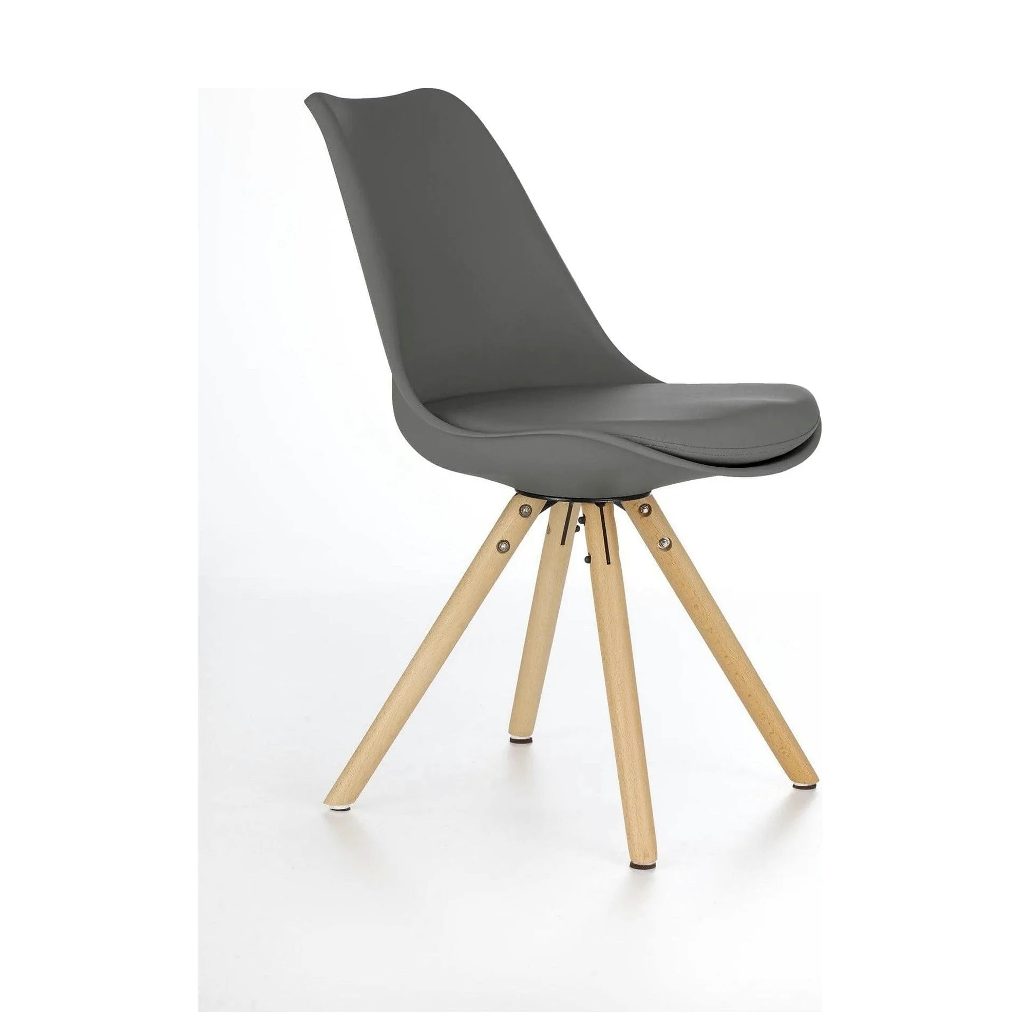 Scaun K201, gri/fag, piele ecologica/lemn de fag, 48X47X80 CM