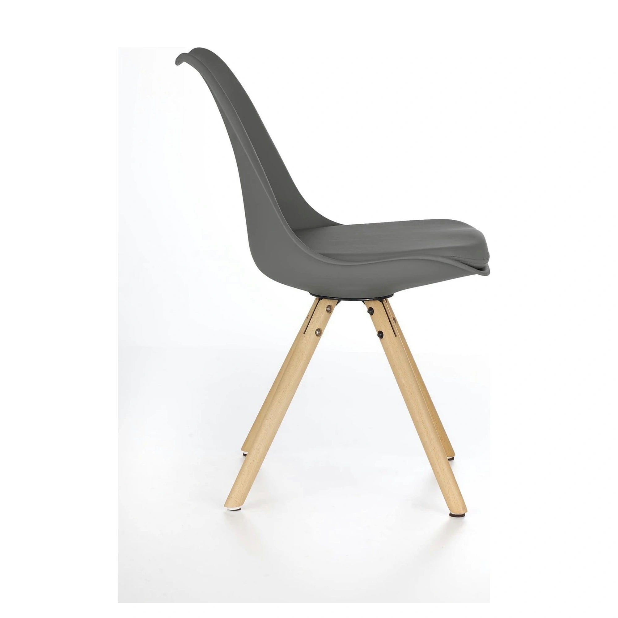 Scaun K201, gri/fag, piele ecologica/lemn de fag, 48X47X80 CM