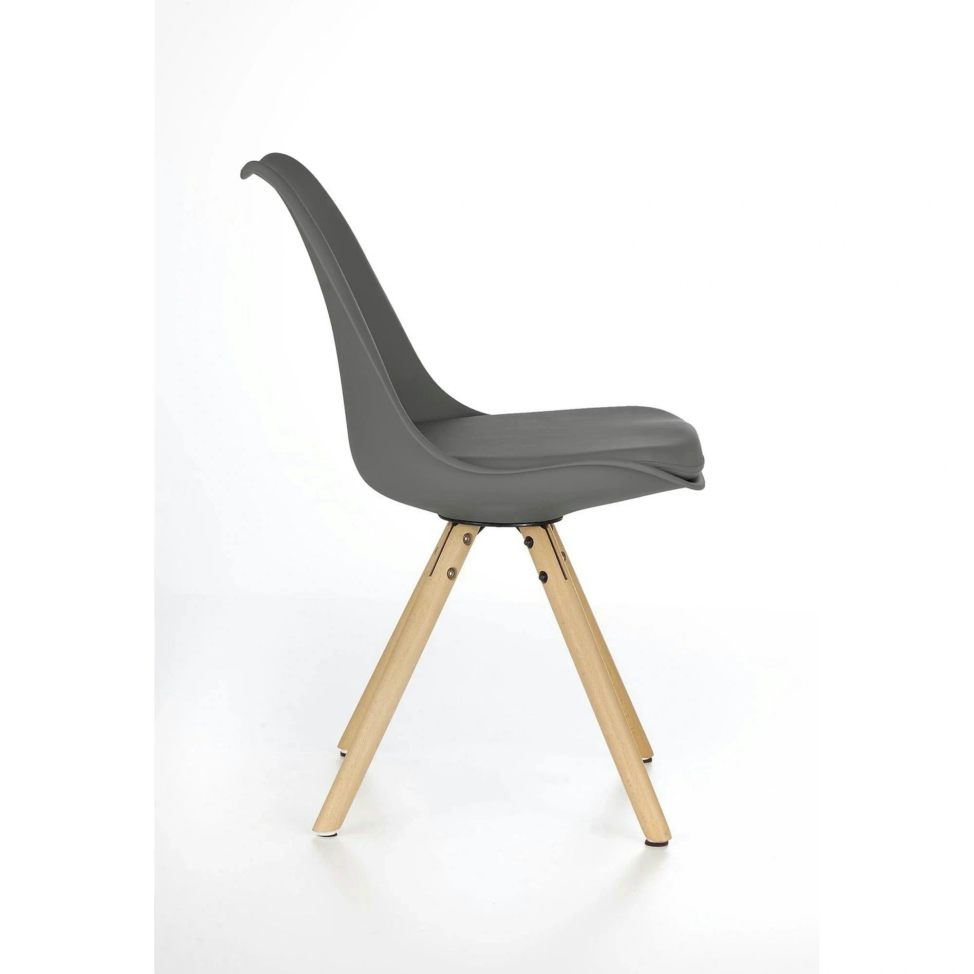 Scaun K201, gri/fag, piele ecologica/lemn de fag, 48X47X80 CM