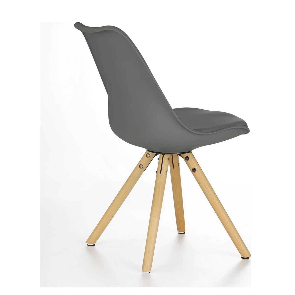 Scaun K201, gri/fag, piele ecologica/lemn de fag, 48X47X80 CM