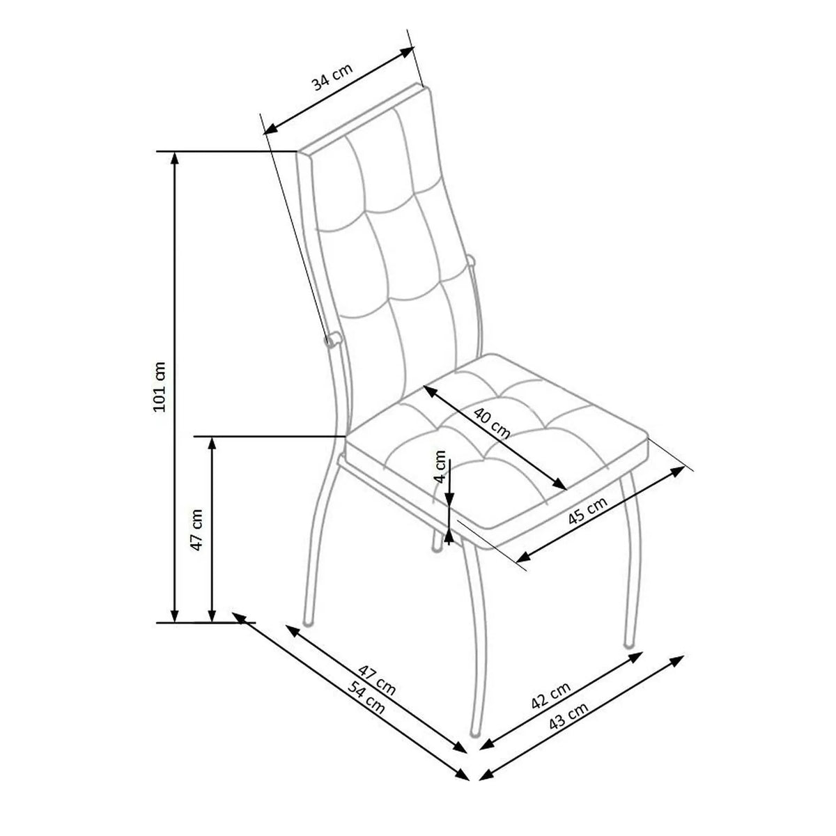 Scaun K209, gri/crom, piele ecologica/metal, 43x54x101 cm