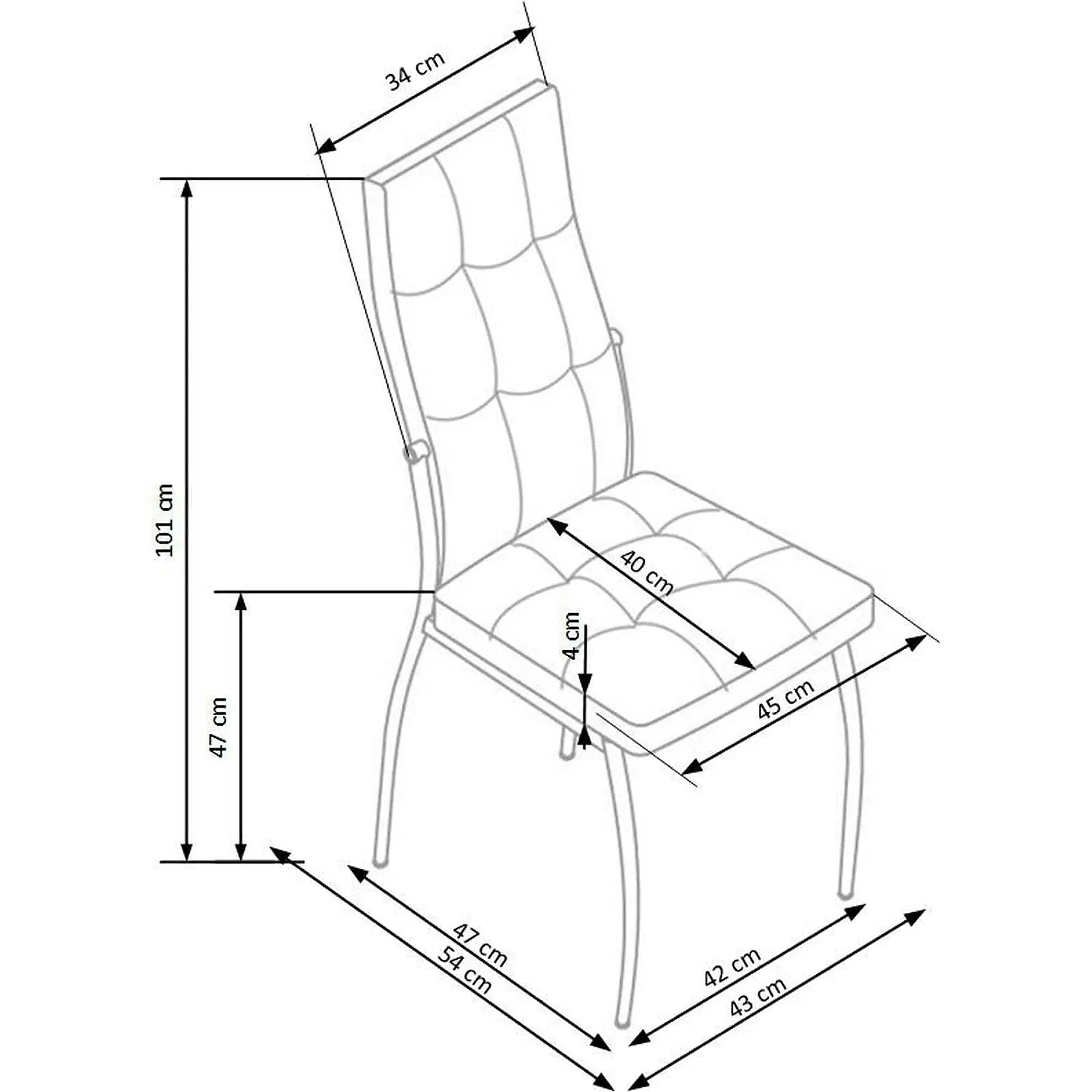 Scaun K209, gri/crom, piele ecologica/metal, 43x54x101 cm