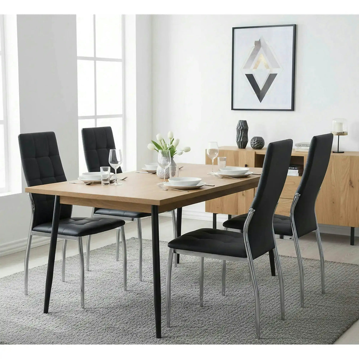 Scaun K209, negru/crom, piele ecologica/metal, 43x54x101 cm