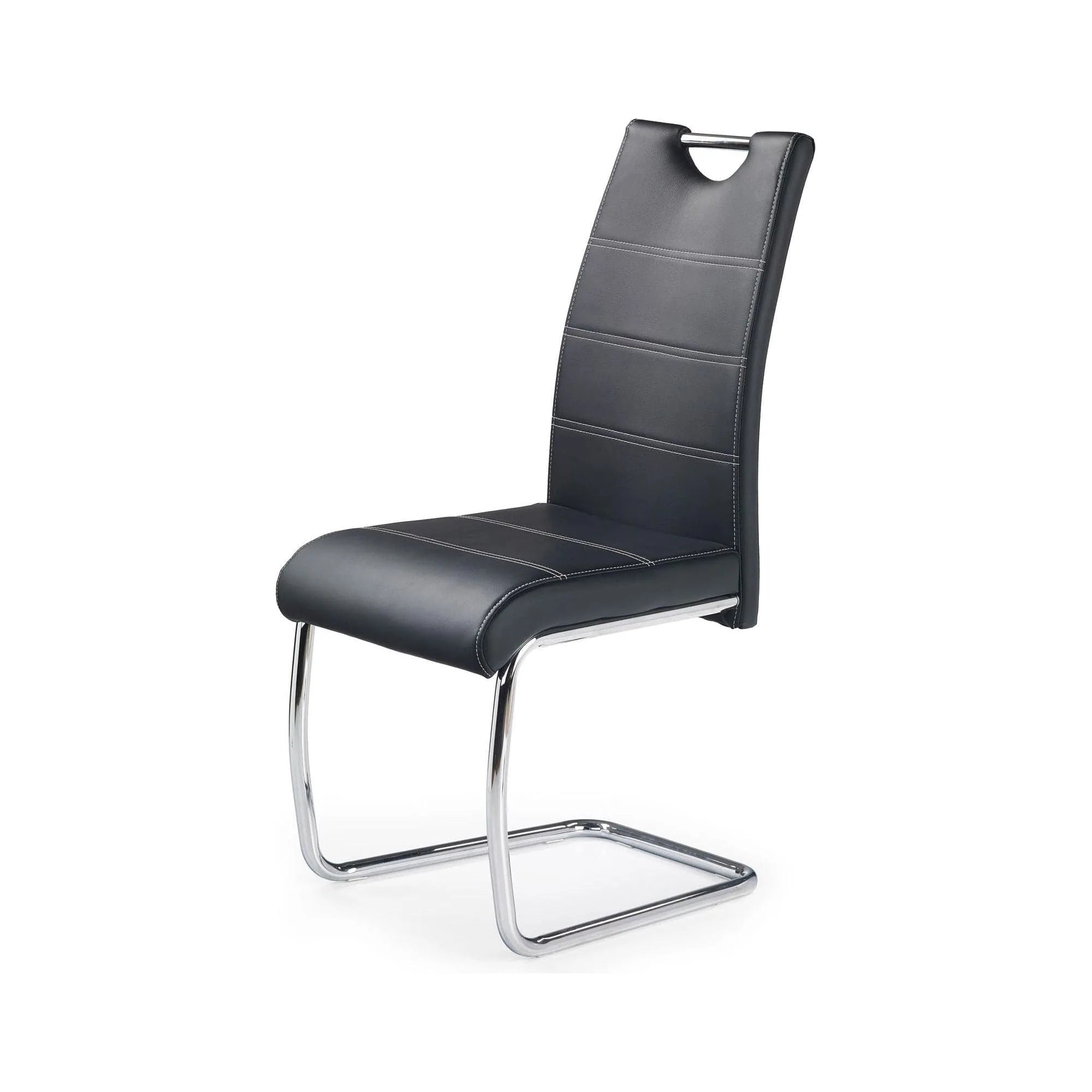 Scaun K211, negru/crom, piele ecologica/metal, 42x60x97 cm