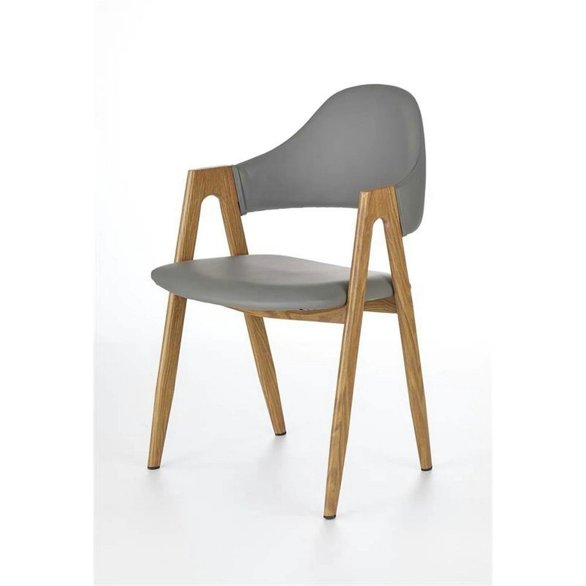 Scaun K247, gri/stejar miere, piele ecologica/metal, 51x51x80 cm