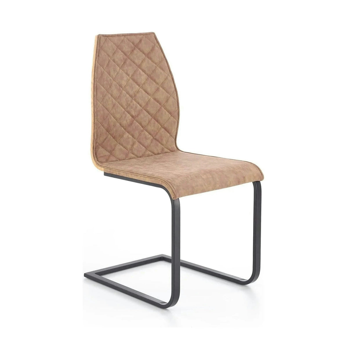 Scaun K265, maro/negru, piele ecologica/metal, 43x58x94 cm