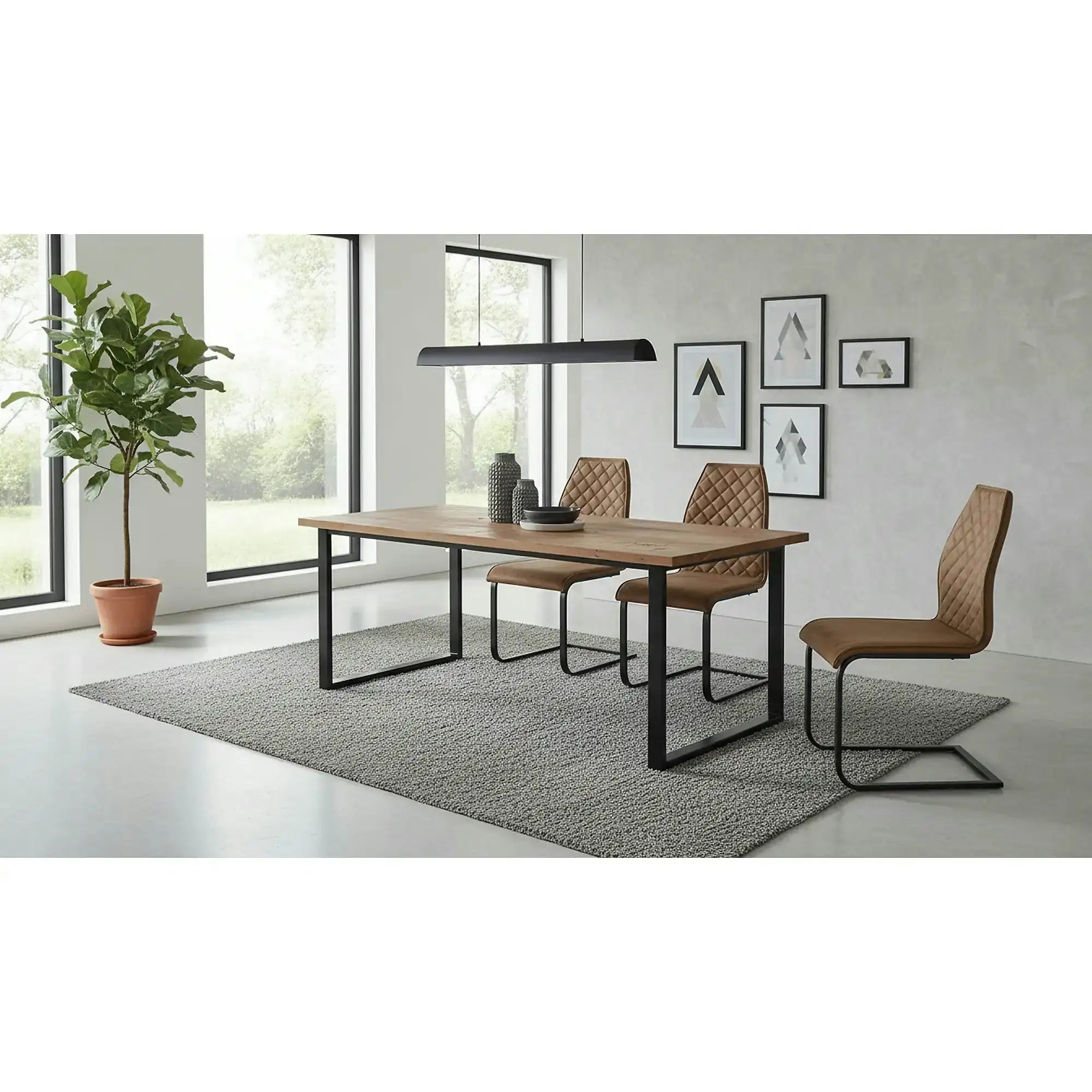 Scaun K265, maro/negru, piele ecologica/metal, 43x58x94 cm