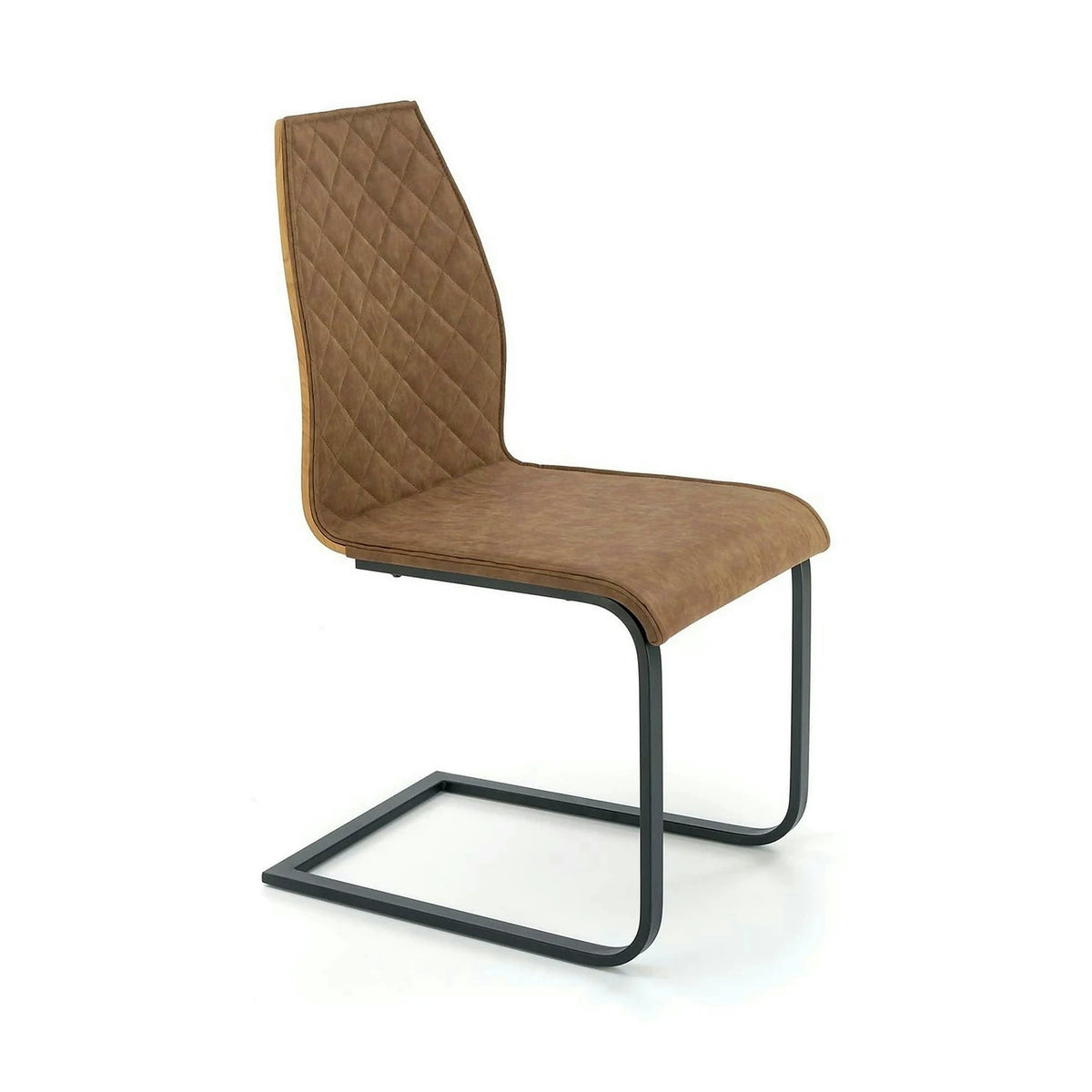 Scaun K265, maro/negru, piele ecologica/metal, 43x58x94 cm