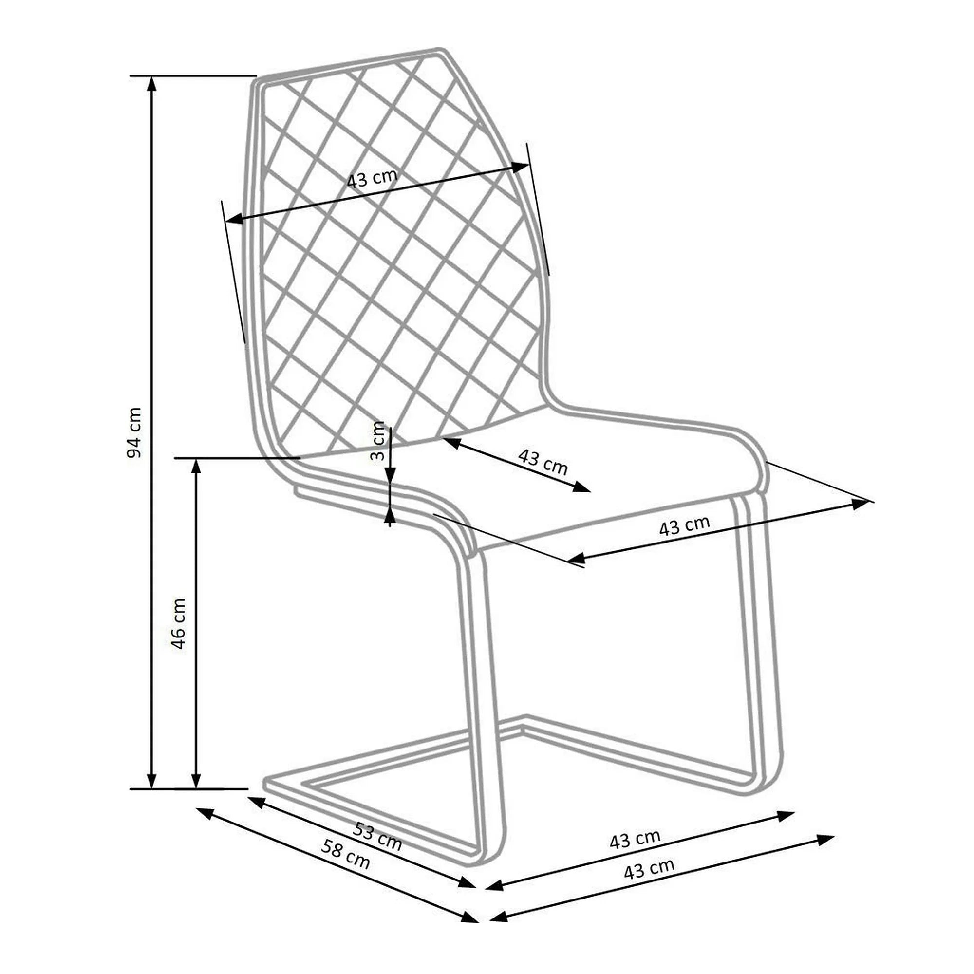Scaun K265, maro/negru, piele ecologica/metal, 43x58x94 cm