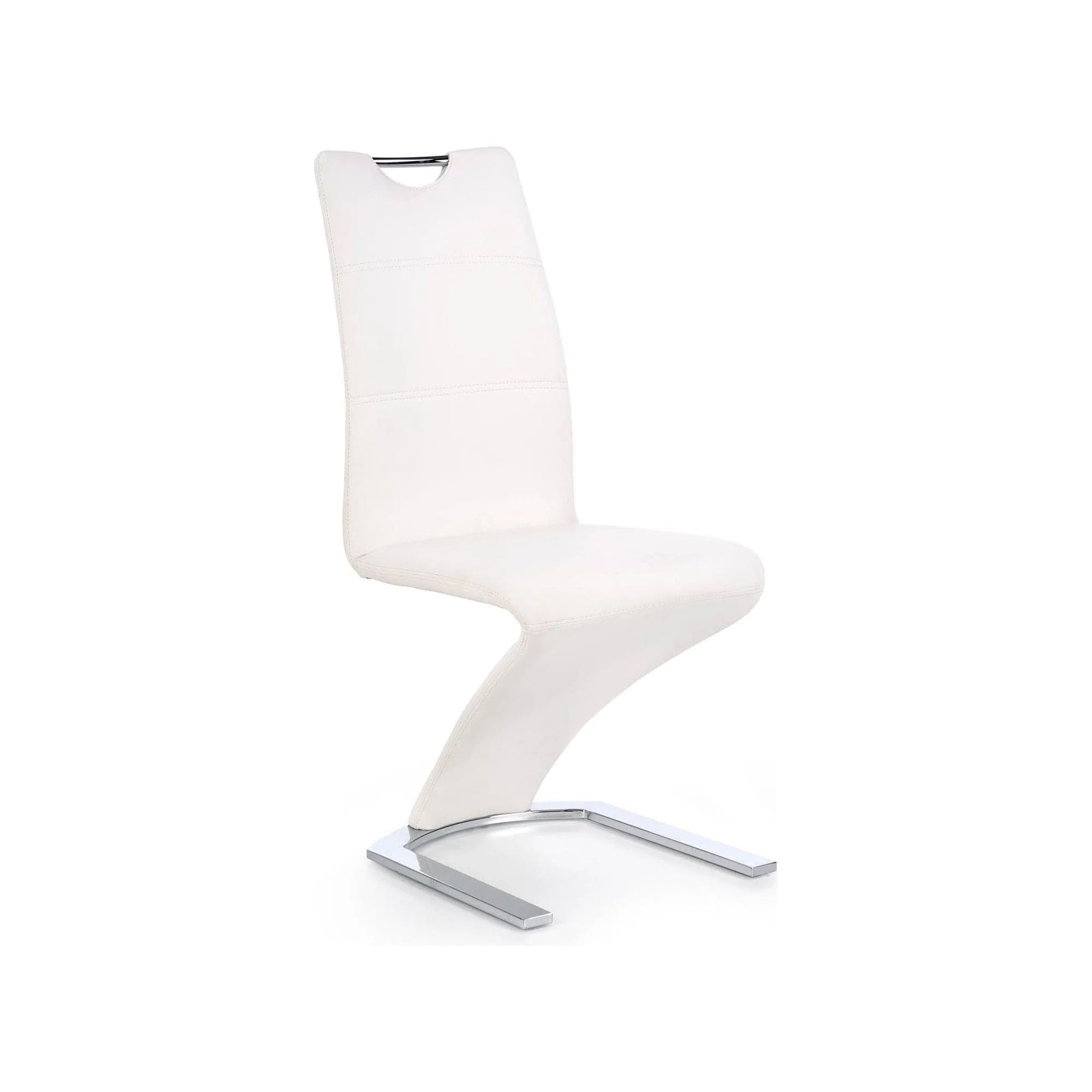 Scaun K291, alb/crom, piele ecologica/metal, 45X63X101 CM