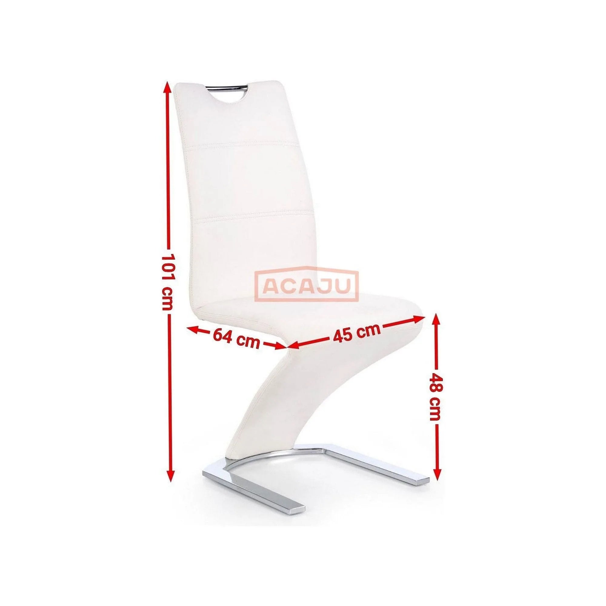 Scaun K291, alb/crom, piele ecologica/metal, 45X63X101 CM