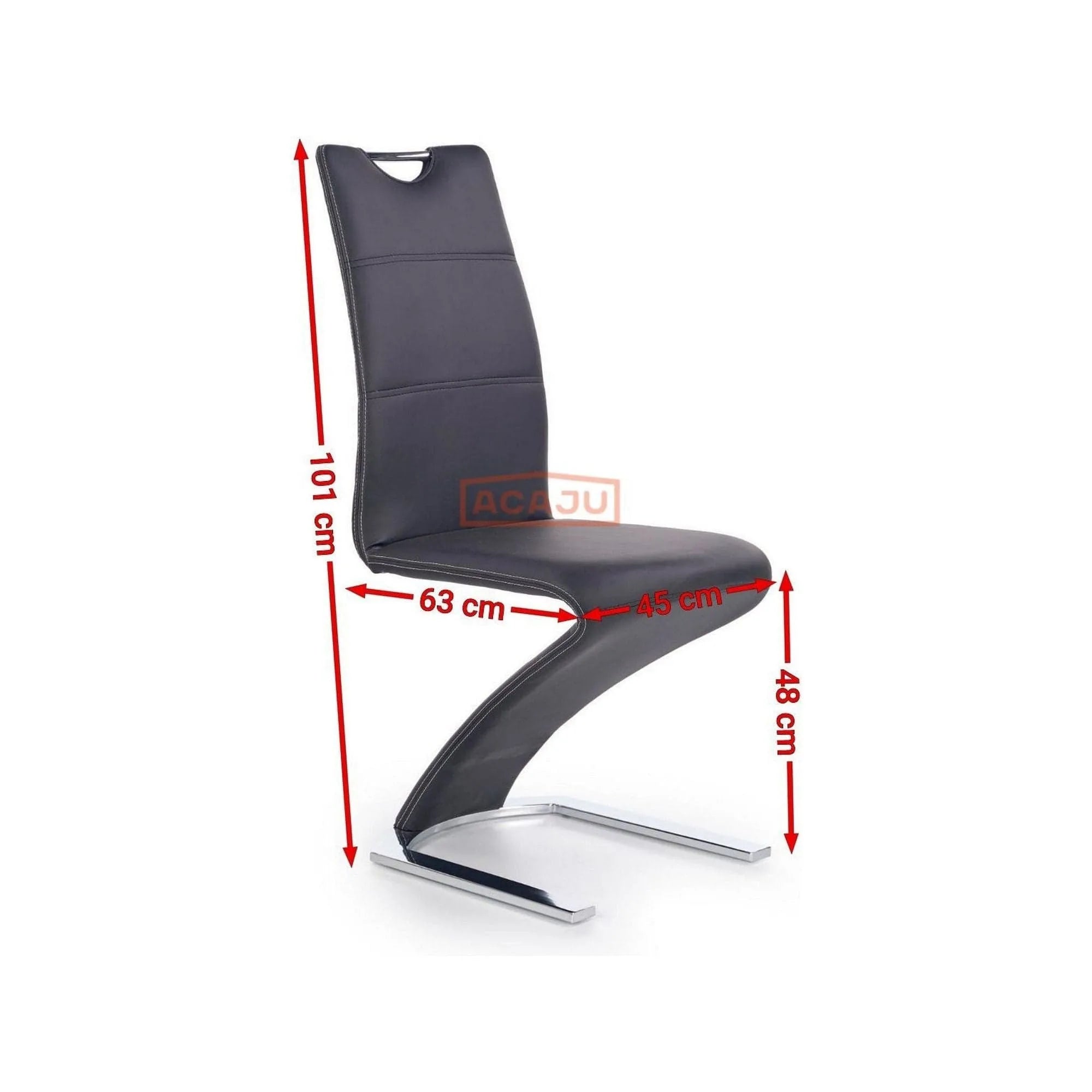 Scaun K291, negru/crom, piele ecologica/metal, 45X63X101 CM