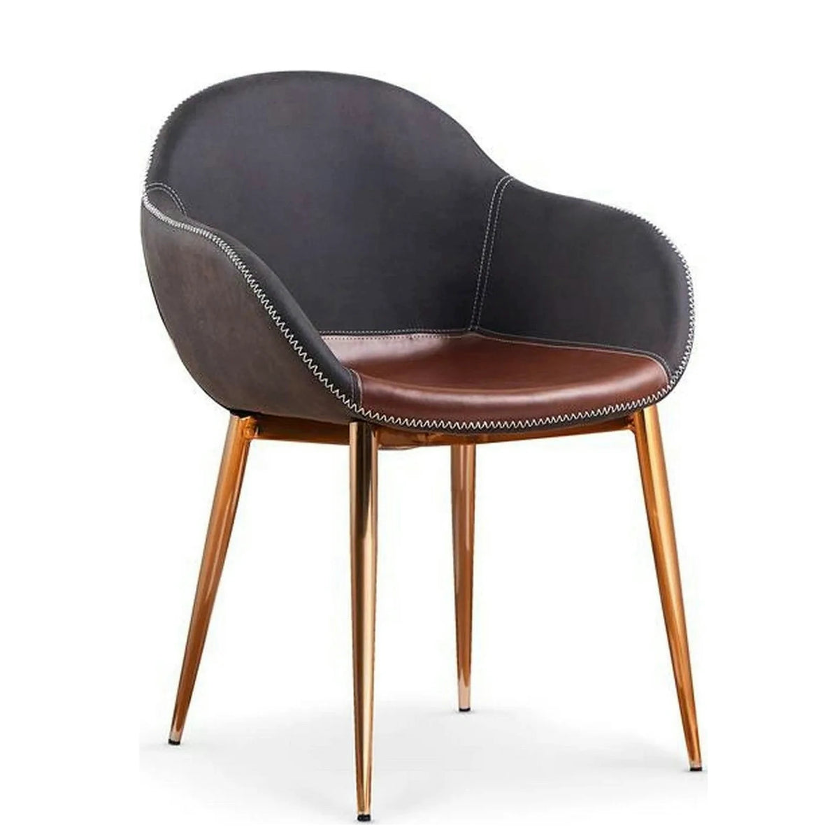Scaun K304, gri/maro, piele ecologica/otel, 57x59x81 cm