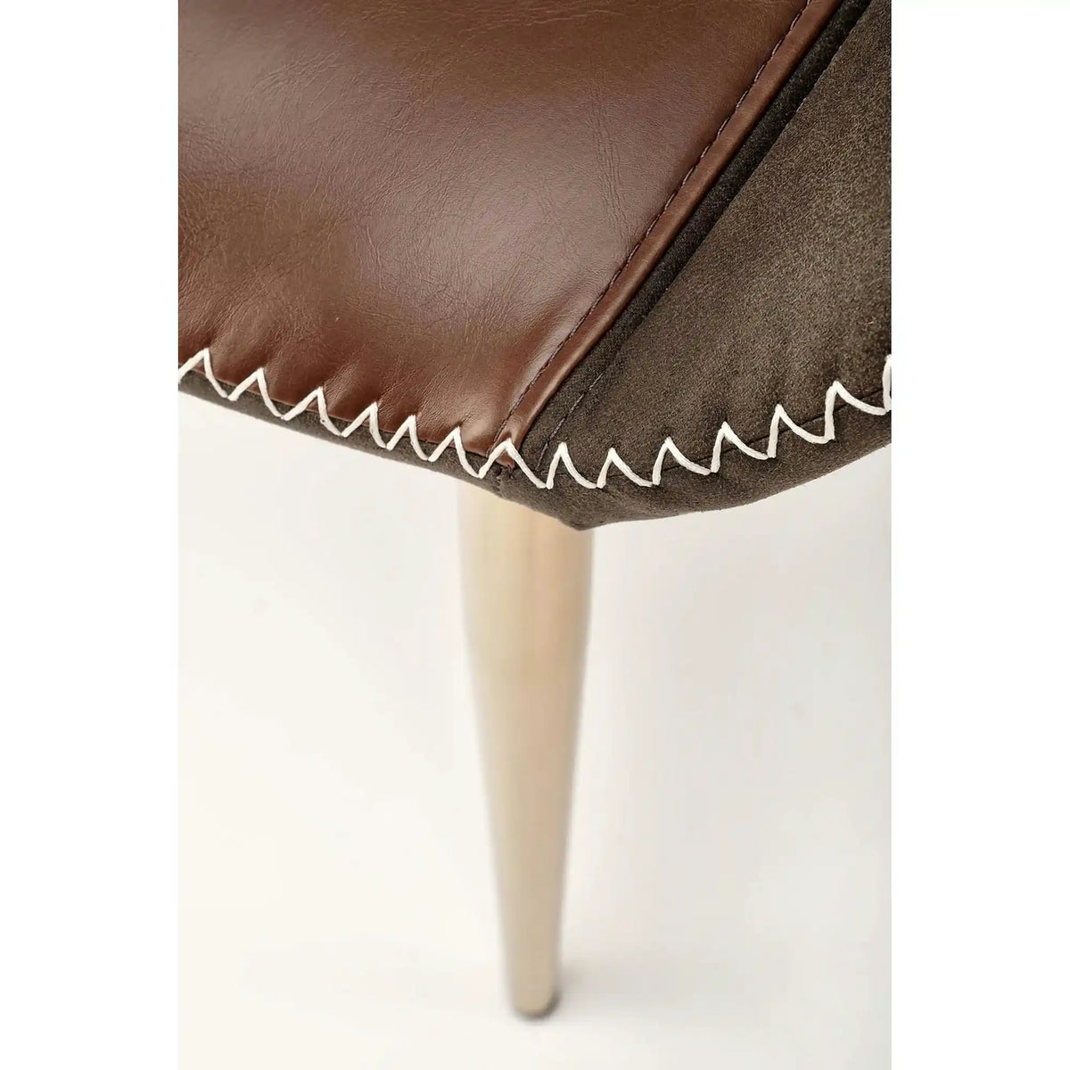 Scaun K304, gri/maro, piele ecologica/otel, 57x59x81 cm
