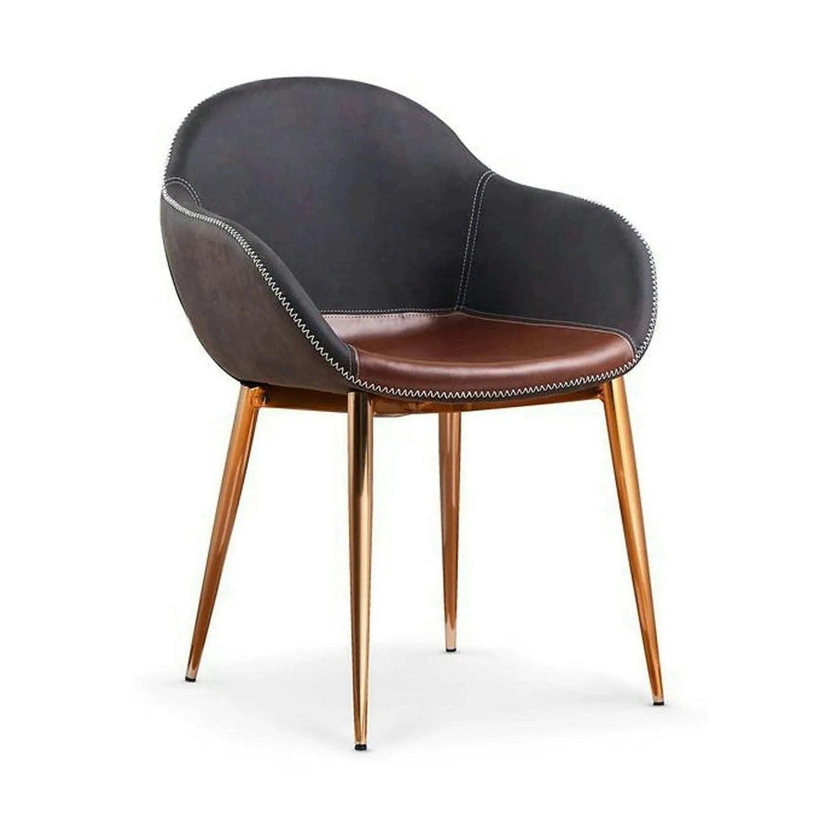 Scaun K304, gri/maro, piele ecologica/otel, 57x59x81 cm