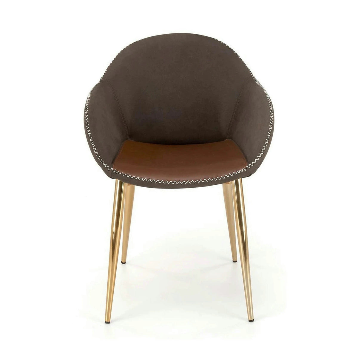 Scaun K304, gri/maro, piele ecologica/otel, 57x59x81 cm