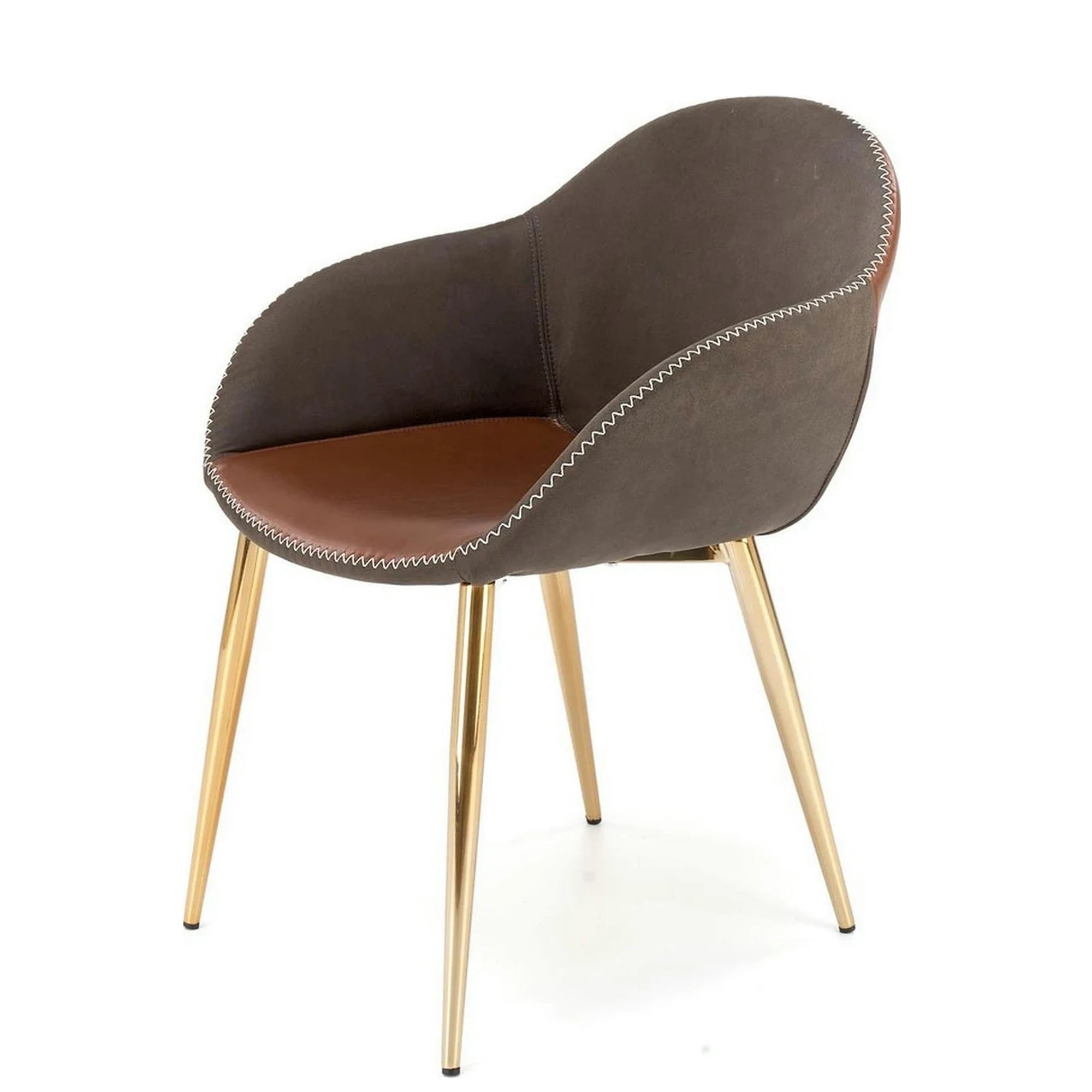 Scaun K304, gri/maro, piele ecologica/otel, 57x59x81 cm