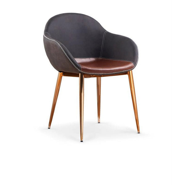 Scaun K304, gri/maro, piele ecologica/otel, 57x59x81 cm