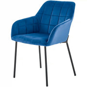 Scaun K305, albastru/negru, stofa catifelata/metal, 58X57X80 cm