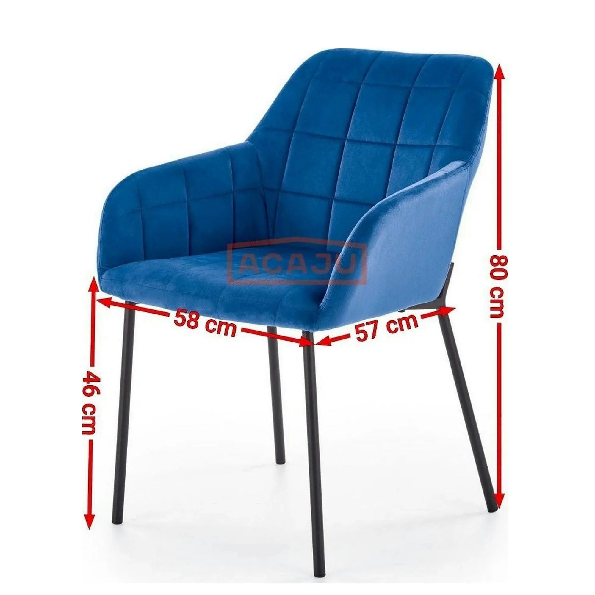 Scaun K305, albastru/negru, stofa catifelata/metal, 58X57X80 cm
