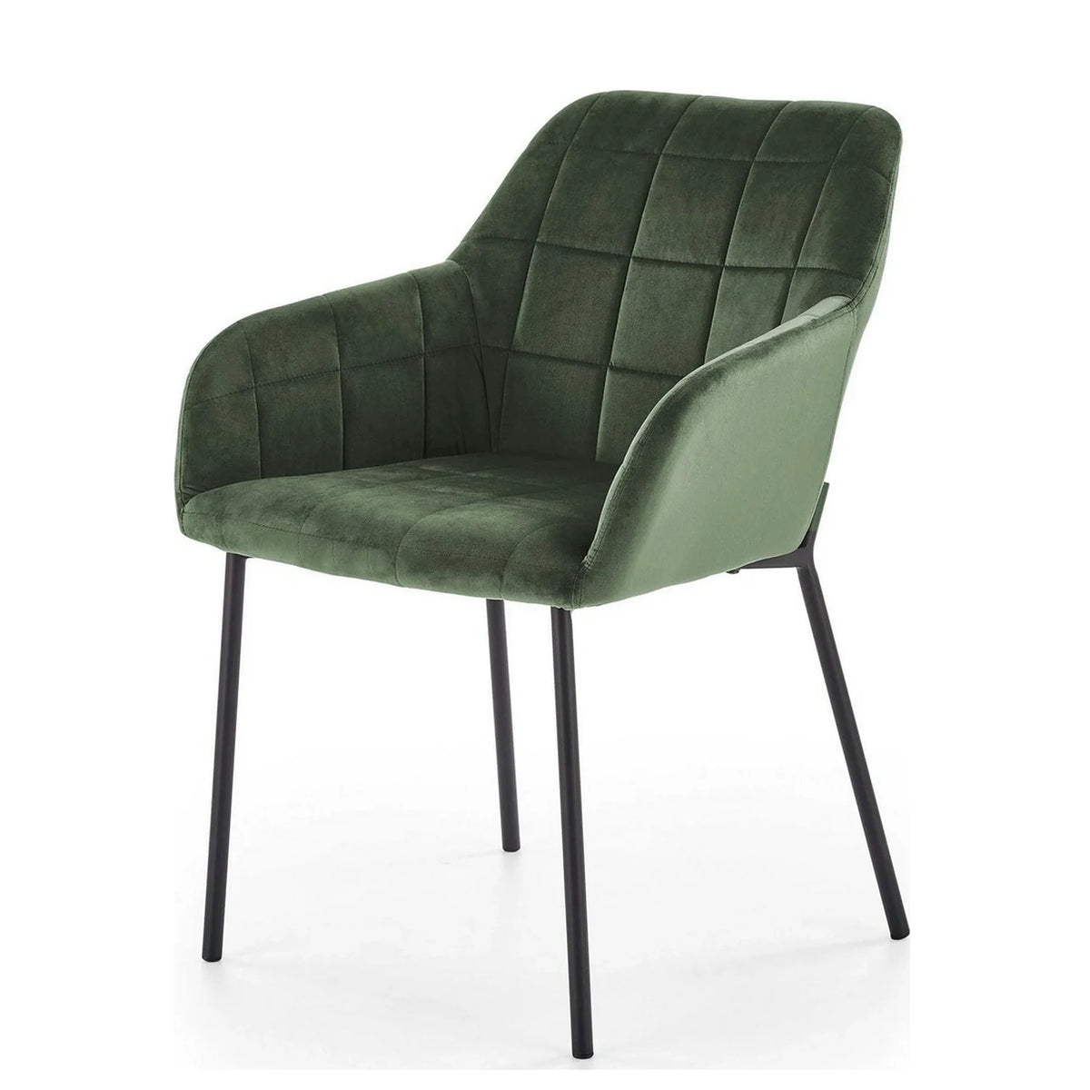 Scaun K305, verde inchis/negru, stofa catifelata/metal, 58X57X80 cm