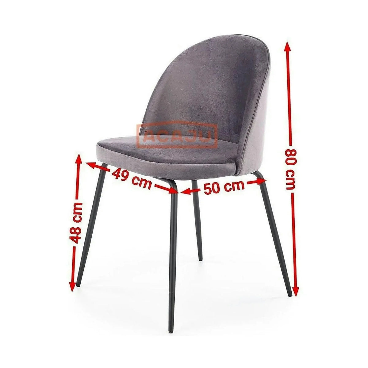 Scaun K314 gri inchis/negru, stofa catifelata/metal, 49x50x80 cm