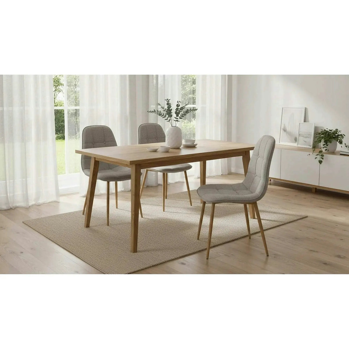 Scaun K316, bej/stejar, stofa clasica/metal, 44x56x87 cm