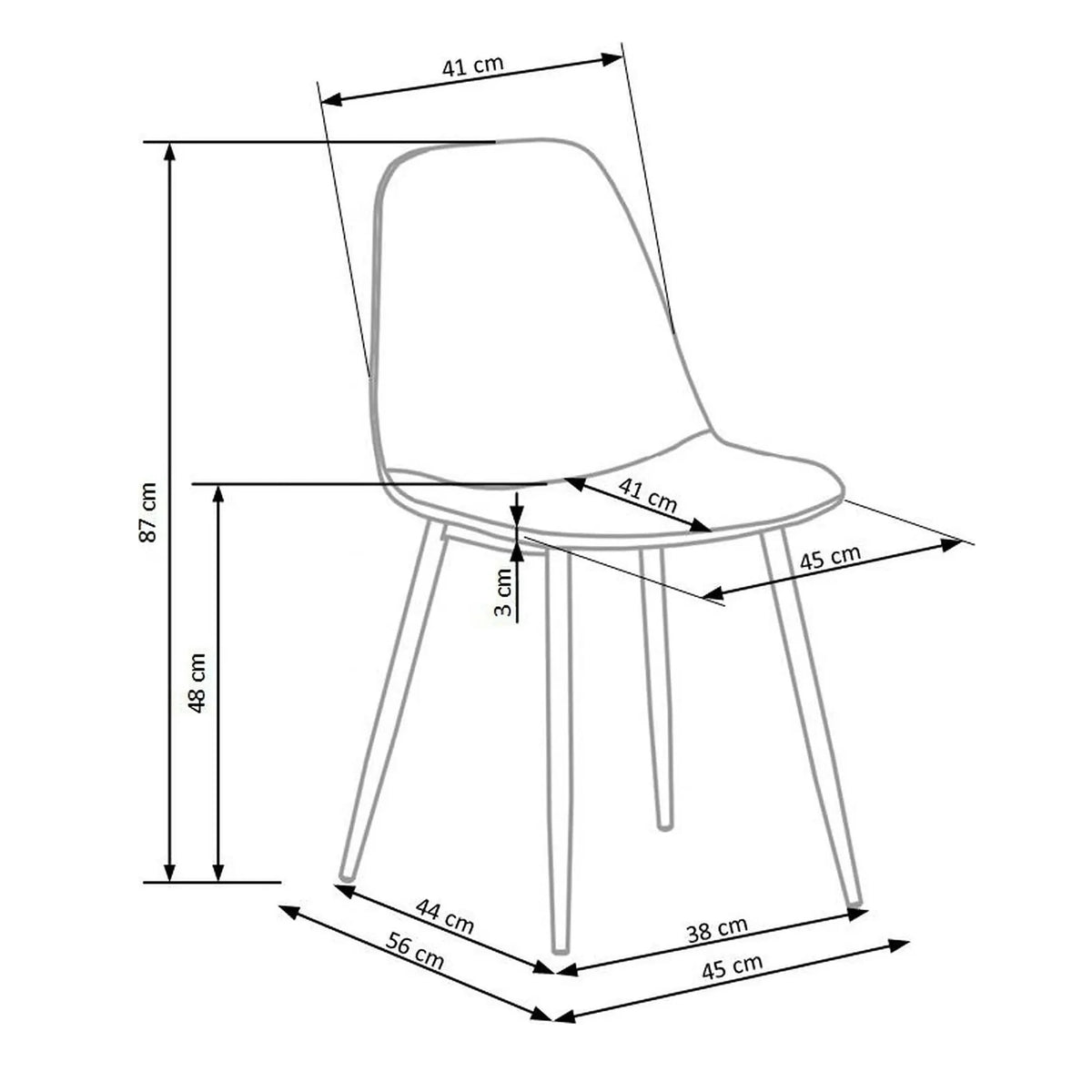 Scaun K316, gri/stejar, stofa clasica/metal, 44x56x87 cm