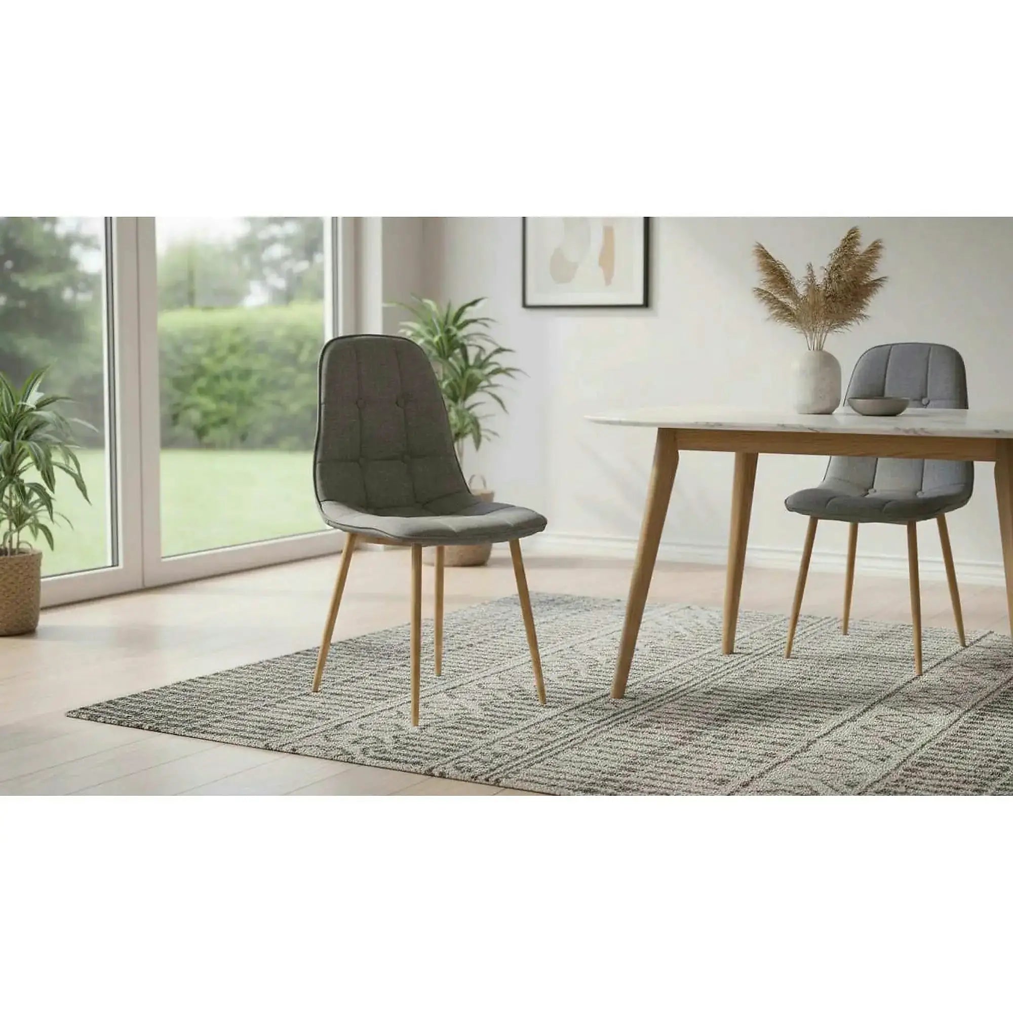 Scaun K316, gri/stejar, stofa clasica/metal, 44x56x87 cm