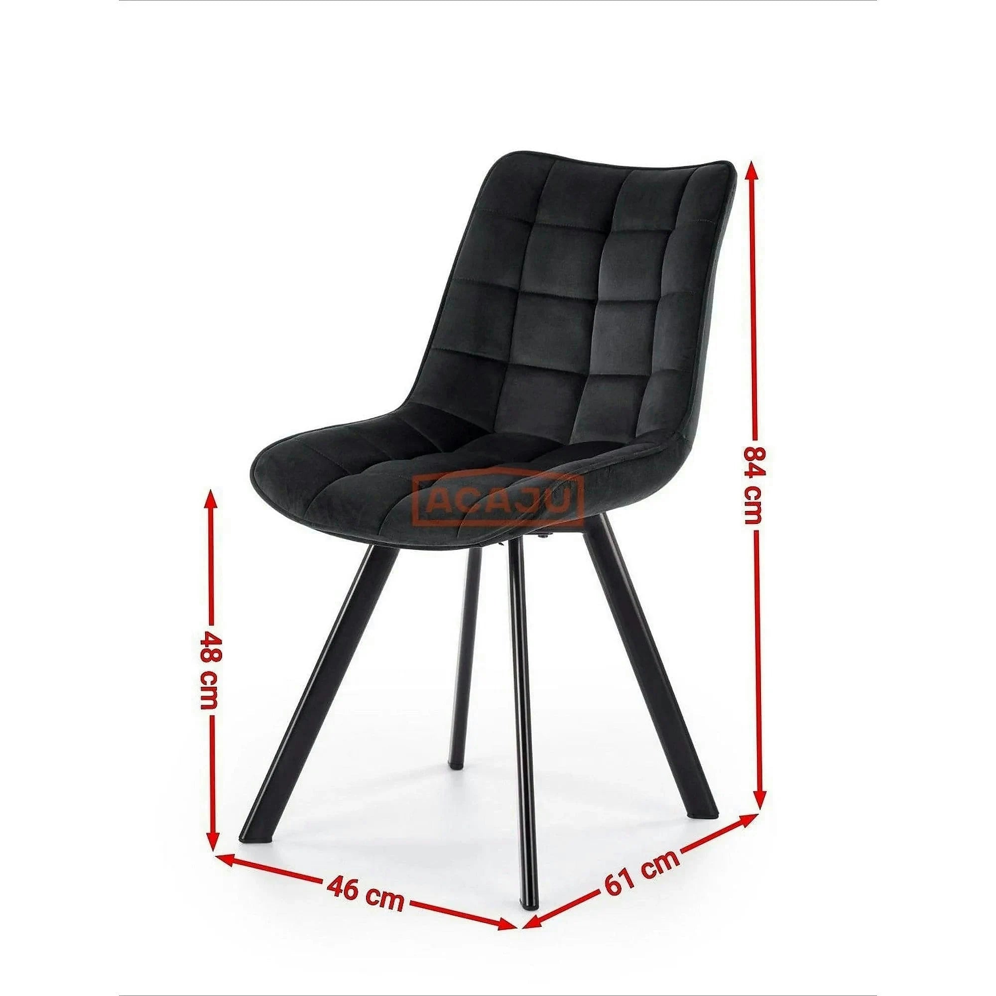 Scaun K332, galben mustar/negru, stofa catifelata/metal, 46X61X84 CM
