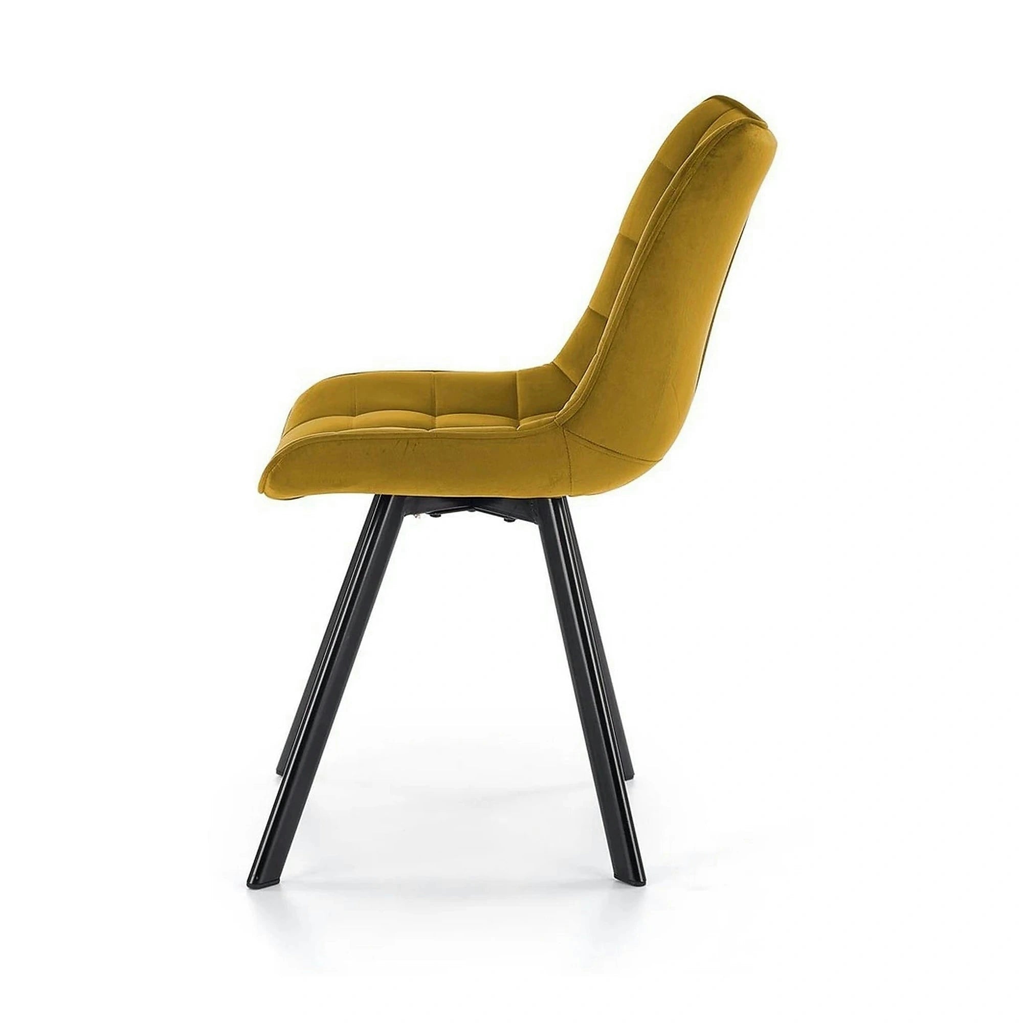 Scaun K332, galben mustar/negru, stofa catifelata/metal, 46X61X84 CM