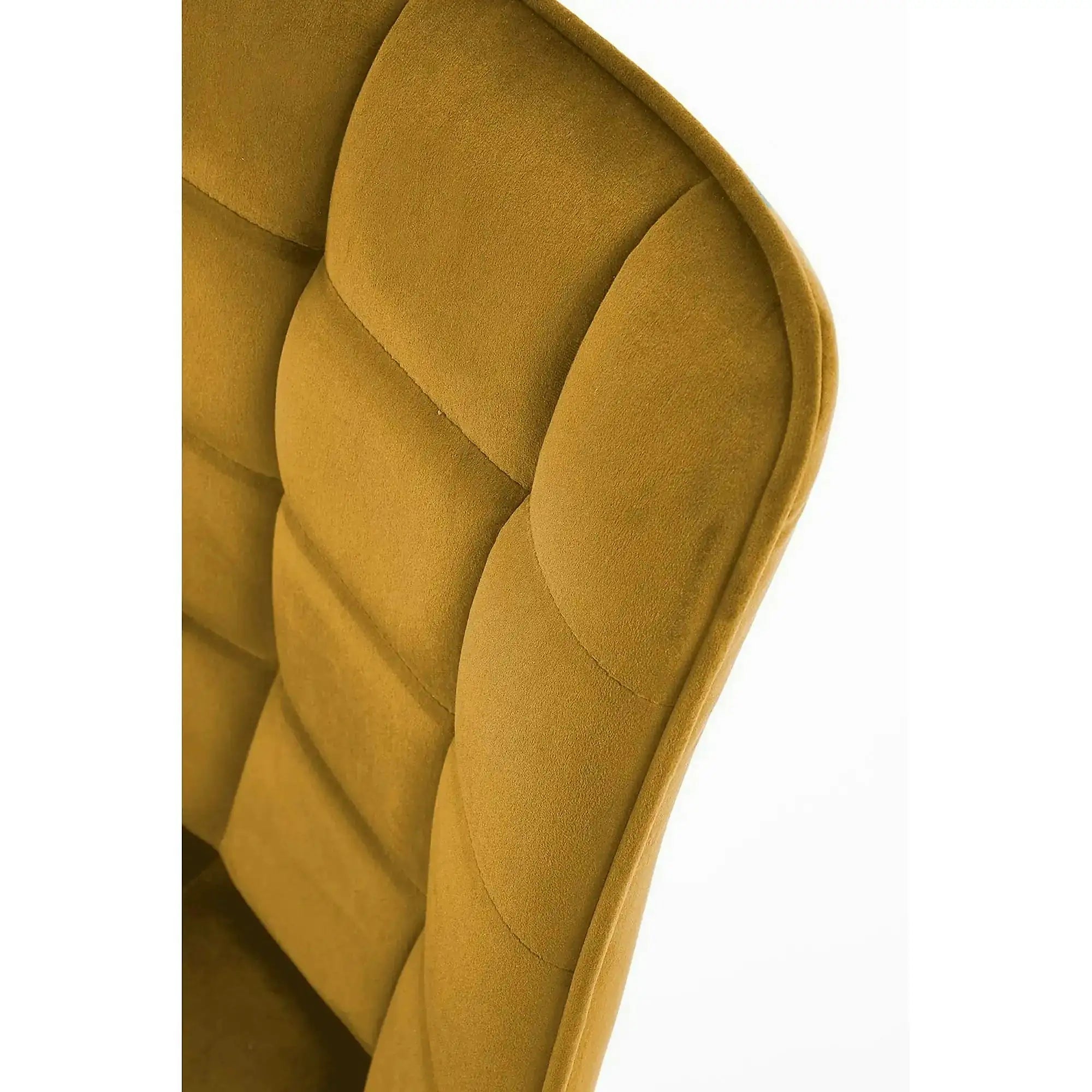 Scaun K332, galben mustar/negru, stofa catifelata/metal, 46X61X84 CM