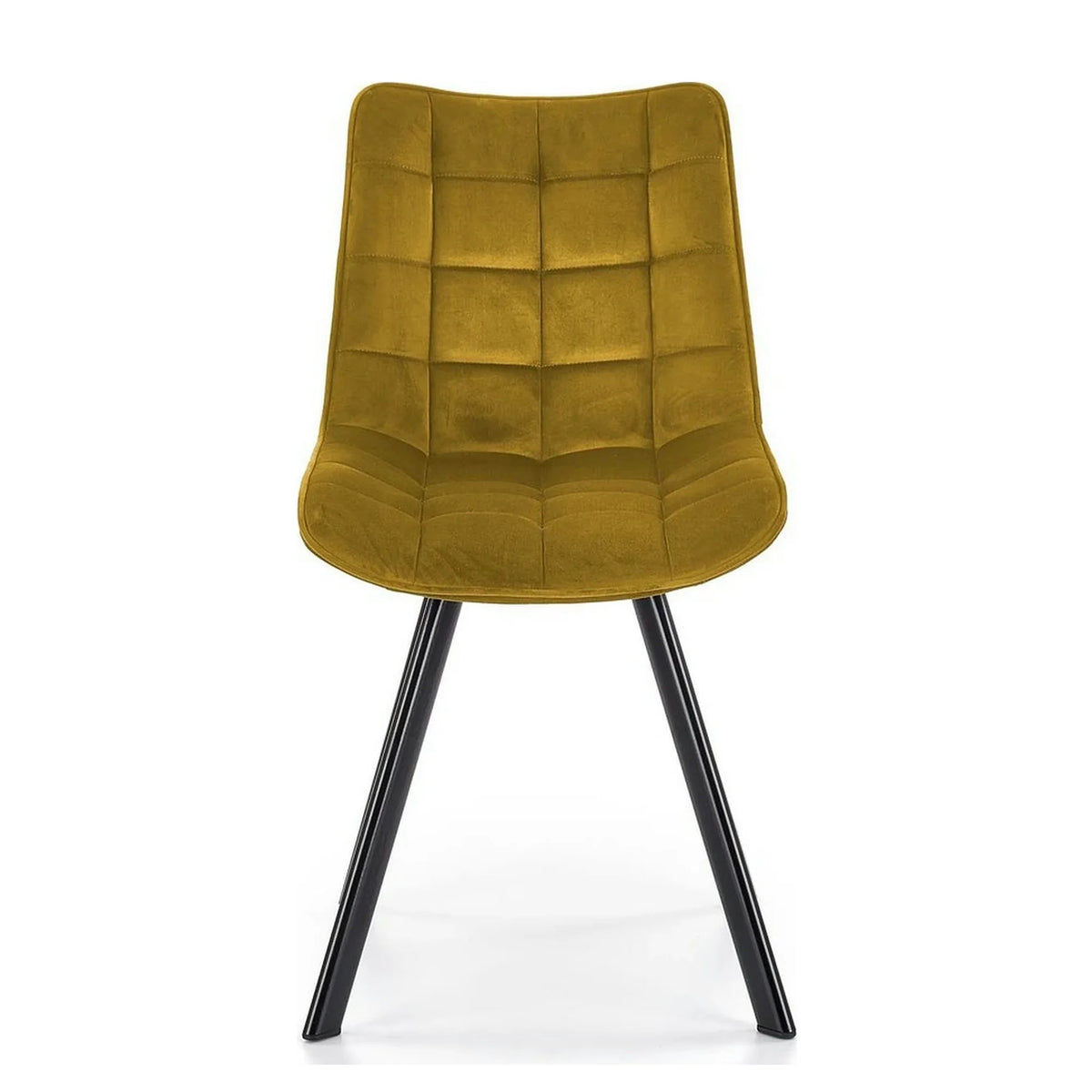 Scaun K332, galben mustar/negru, stofa catifelata/metal, 46X61X84 CM