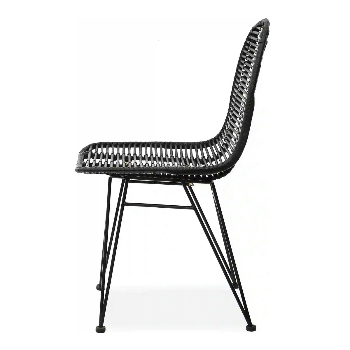 Scaun K337, negru, rattan natural/metal, 44x55x90 cm