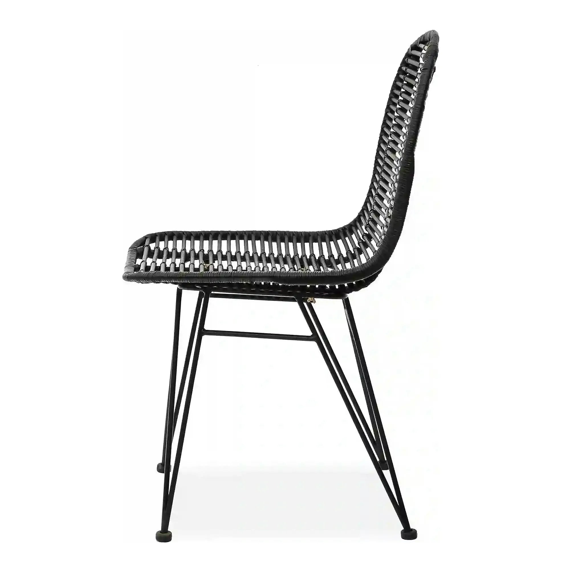 Scaun K337, negru, rattan natural/metal, 44x55x90 cm