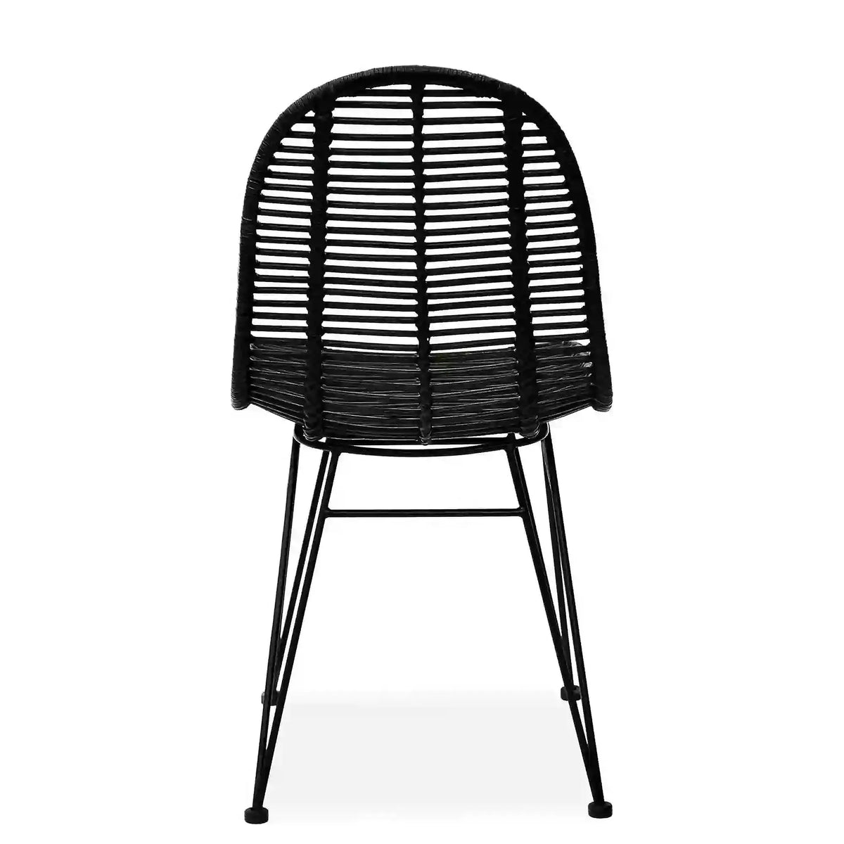 Scaun K337, negru, rattan natural/metal, 44x55x90 cm