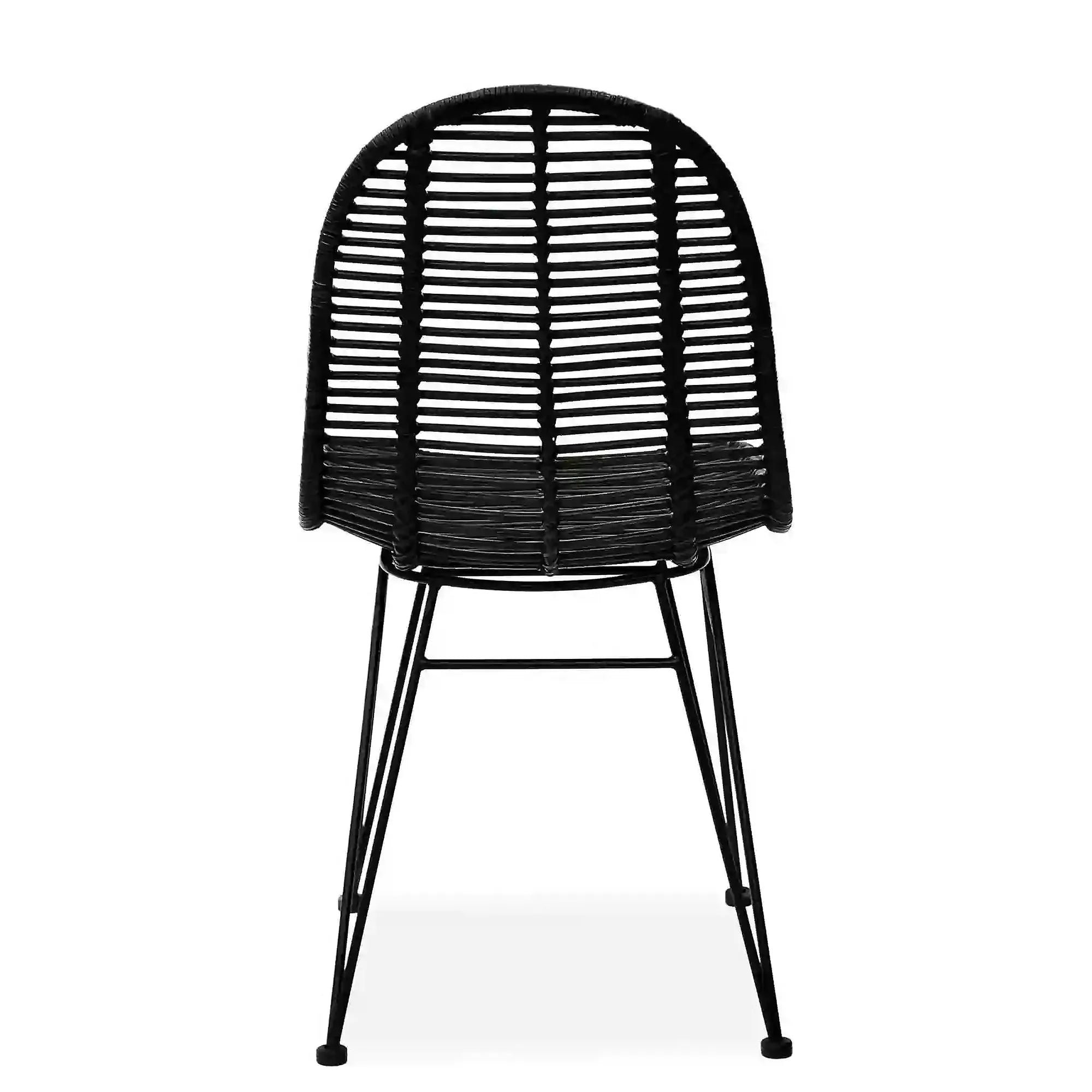 Scaun K337, negru, rattan natural/metal, 44x55x90 cm