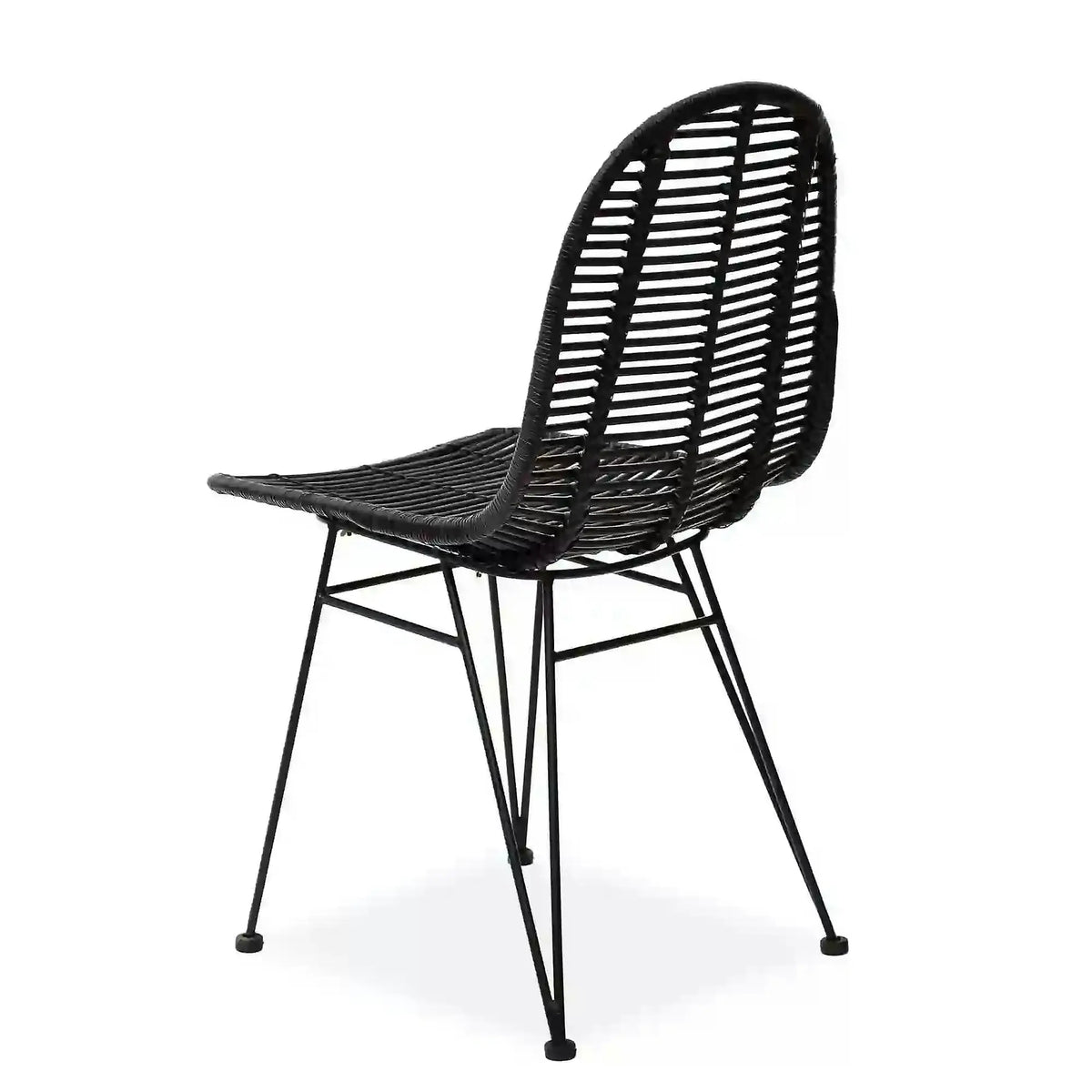 Scaun K337, negru, rattan natural/metal, 44x55x90 cm