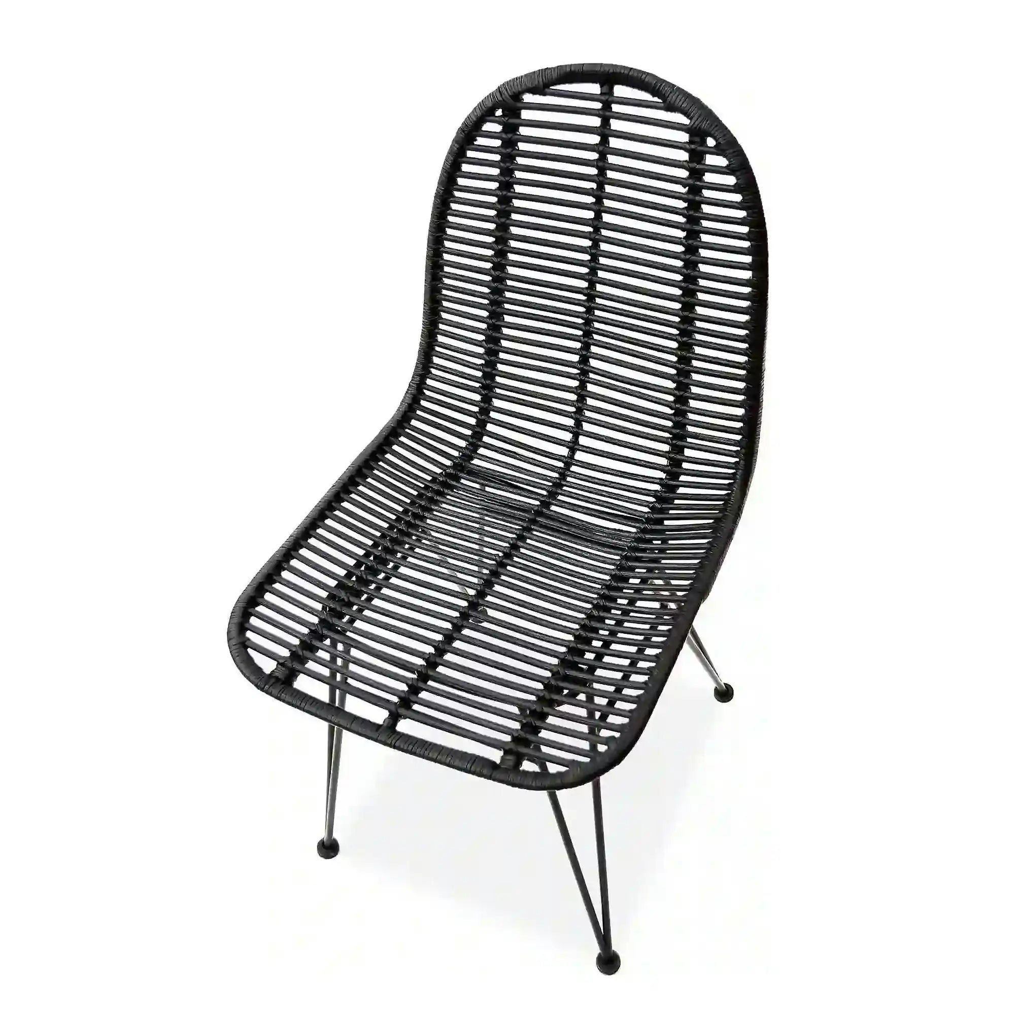 Scaun K337, negru, rattan natural/metal, 44x55x90 cm