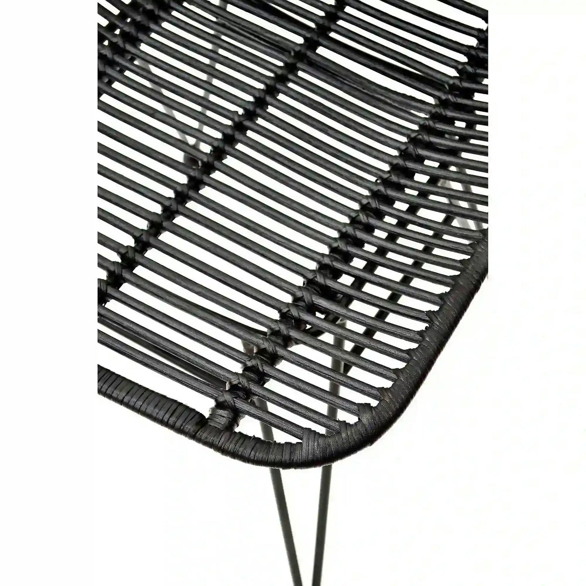 Scaun K337, negru, rattan natural/metal, 44x55x90 cm