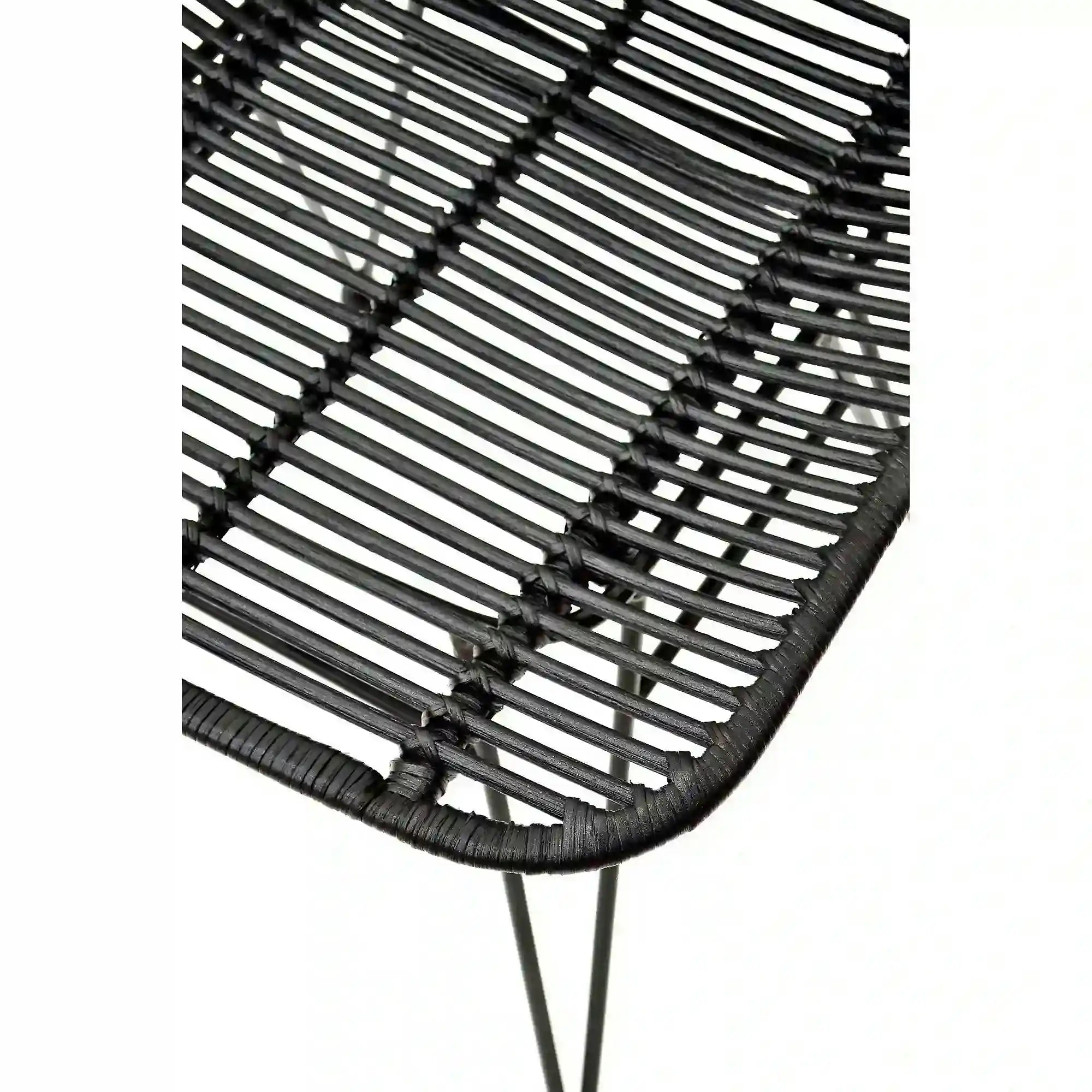 Scaun K337, negru, rattan natural/metal, 44x55x90 cm