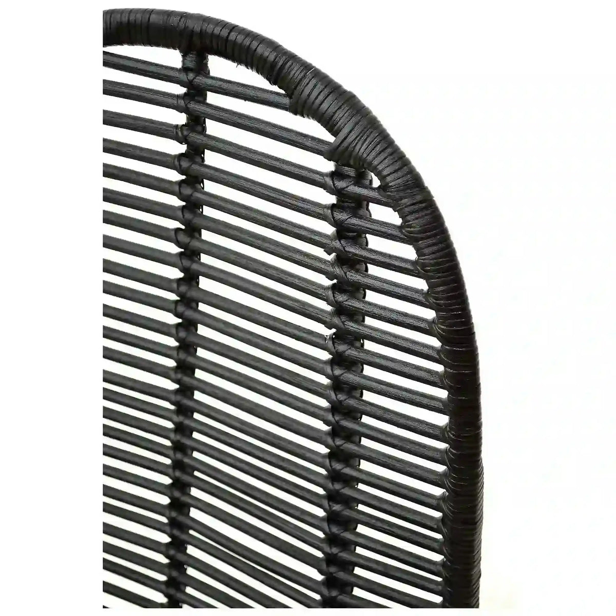 Scaun K337, negru, rattan natural/metal, 44x55x90 cm