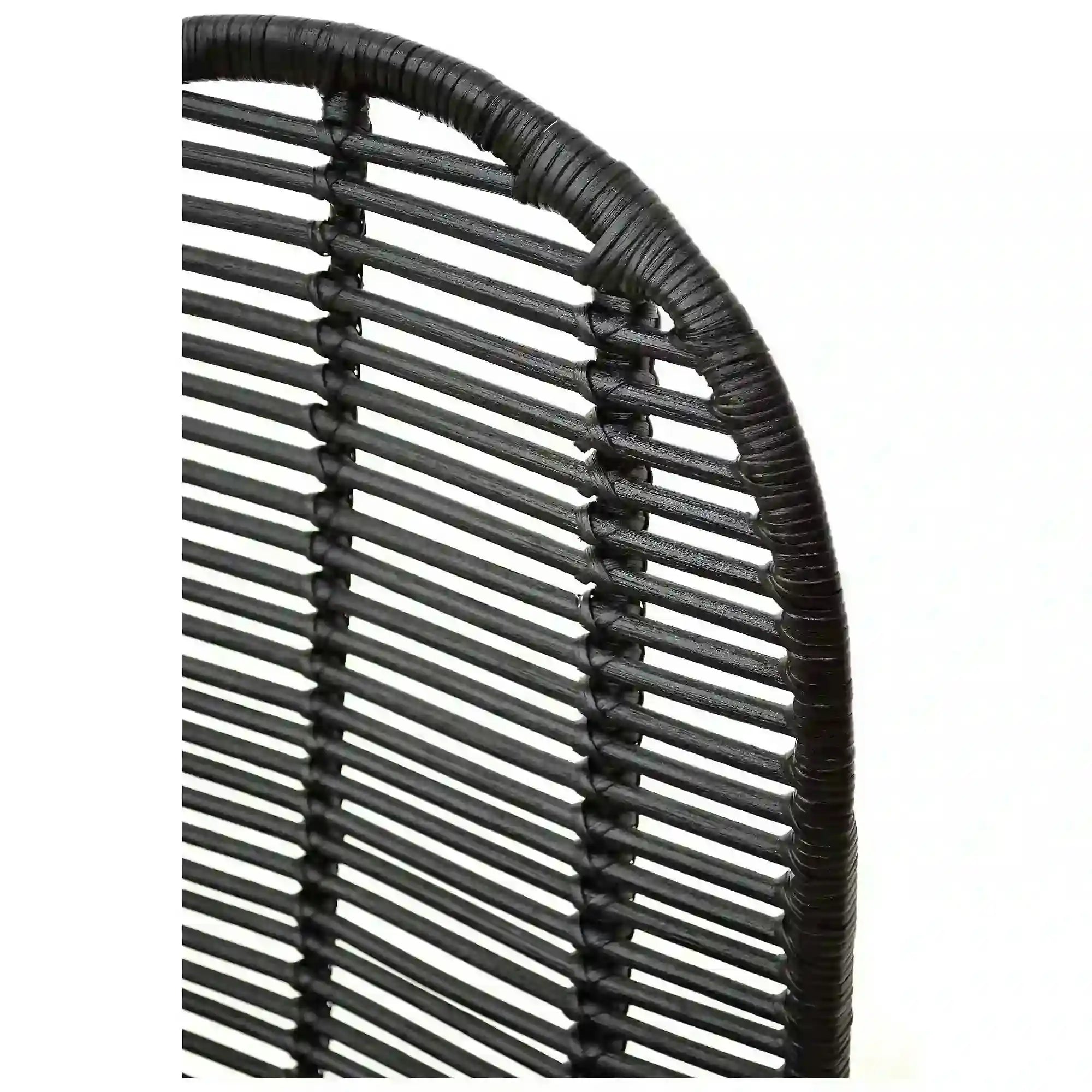 Scaun K337, negru, rattan natural/metal, 44x55x90 cm