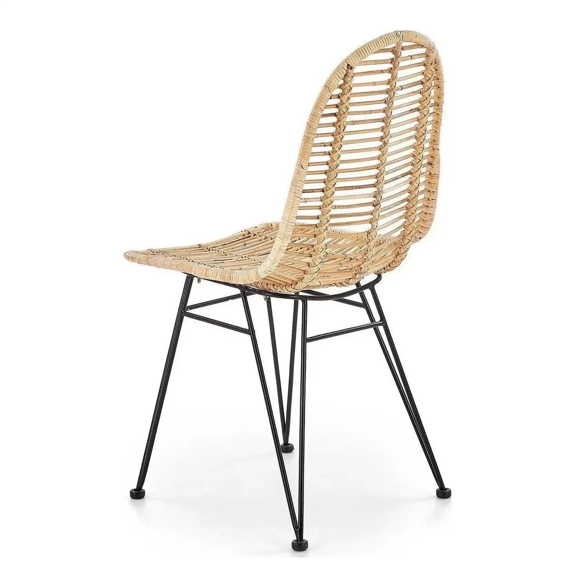 Scaun K337, stejar/negru, ratan natural/metal, 44X55X90 CM